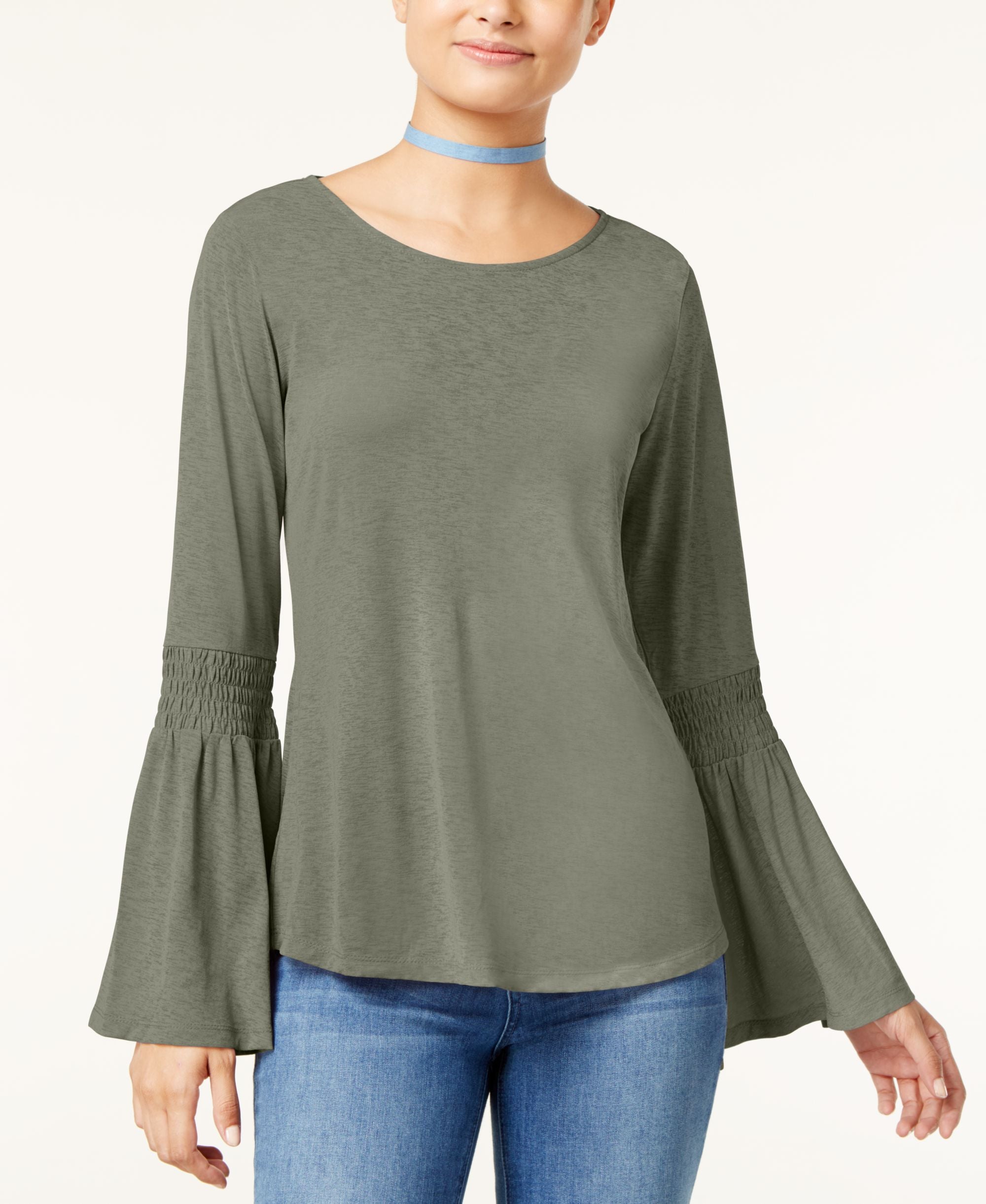 Ultra Flirt Juniors Bell Sleeve Peasant Top