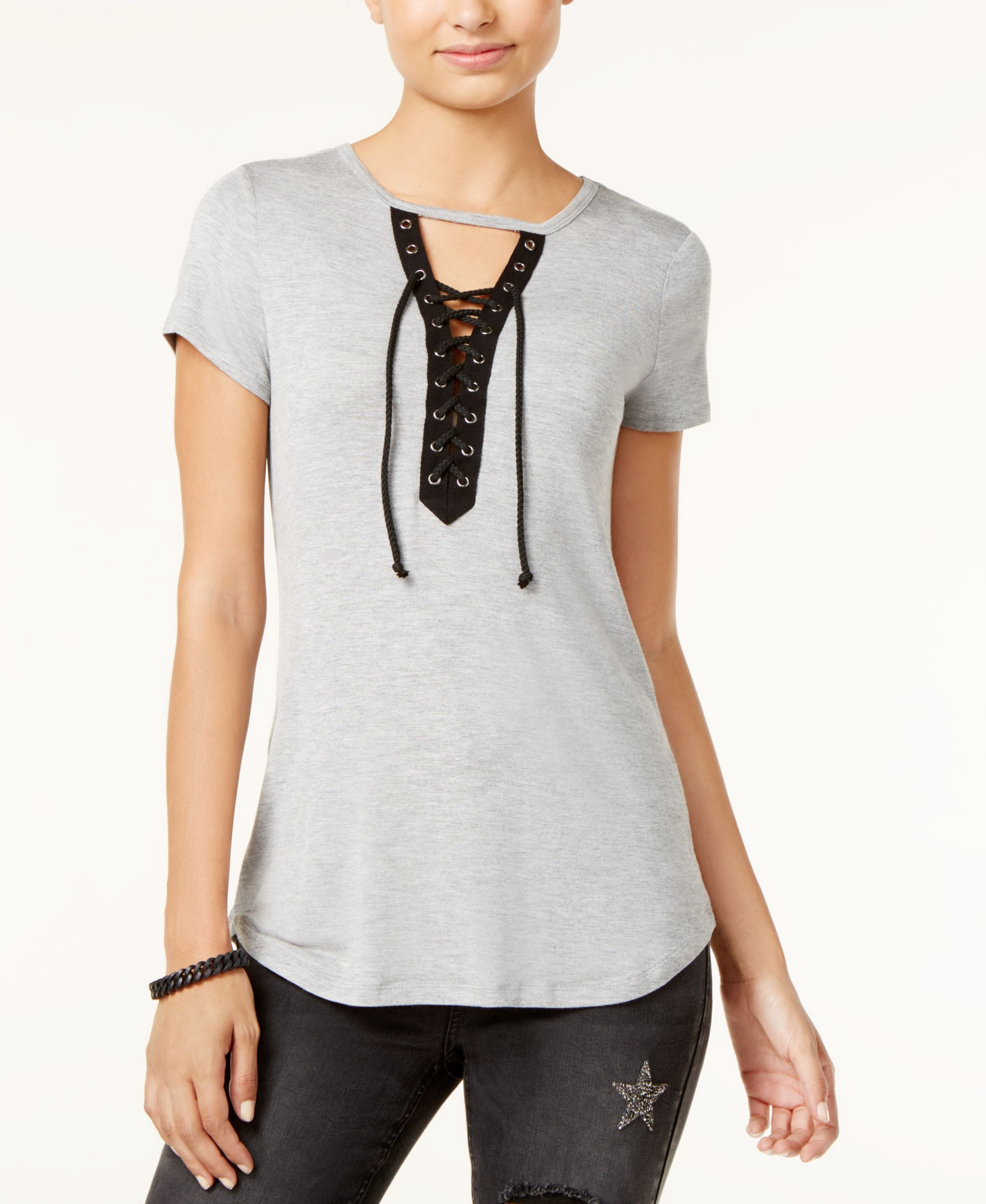 Ultra Flirt Juniors Cutout Lace Up Top