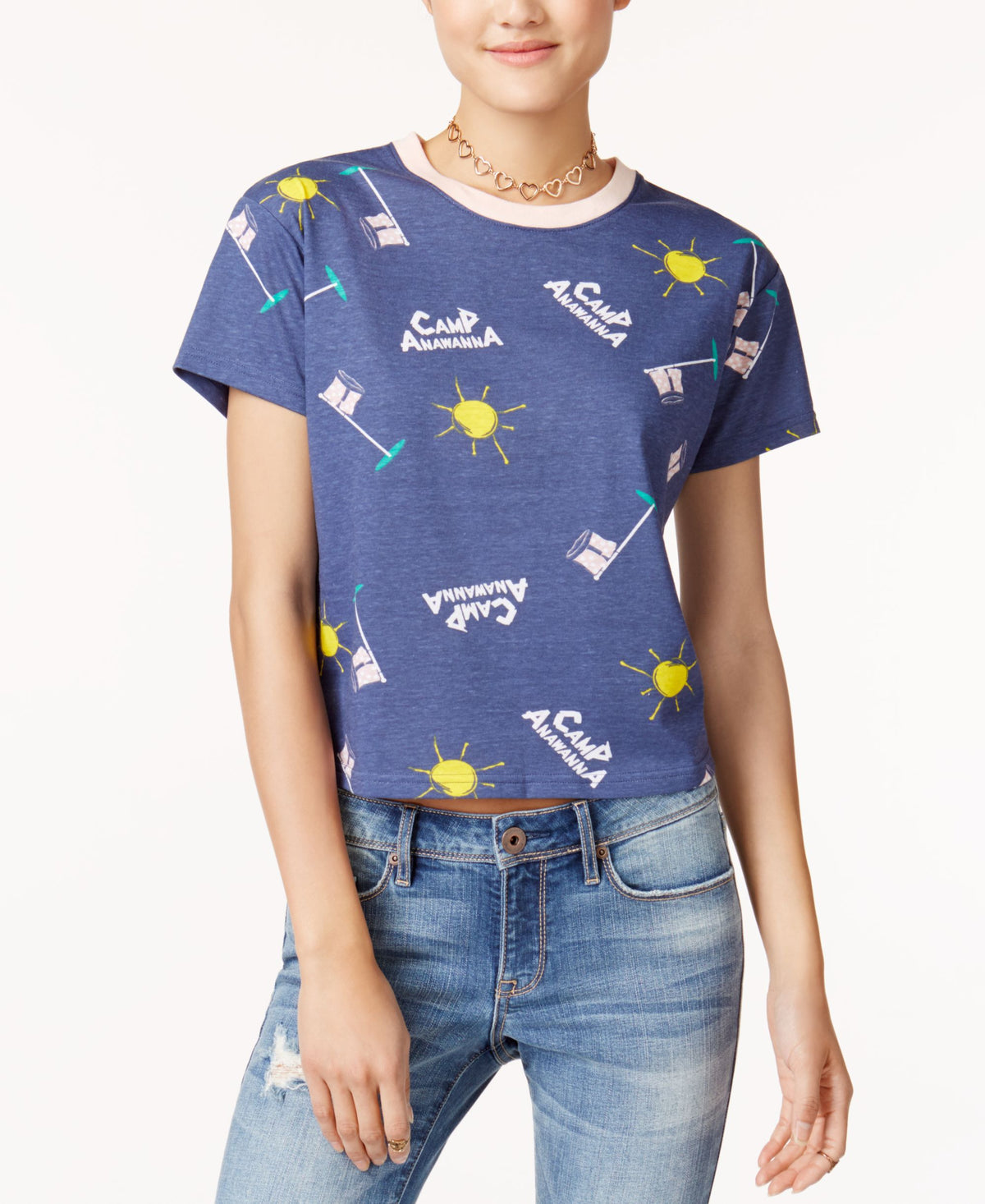 Nickelodeon X Love Tribe Juniors' Camp Anawanna-Print Crop T-Shirt
