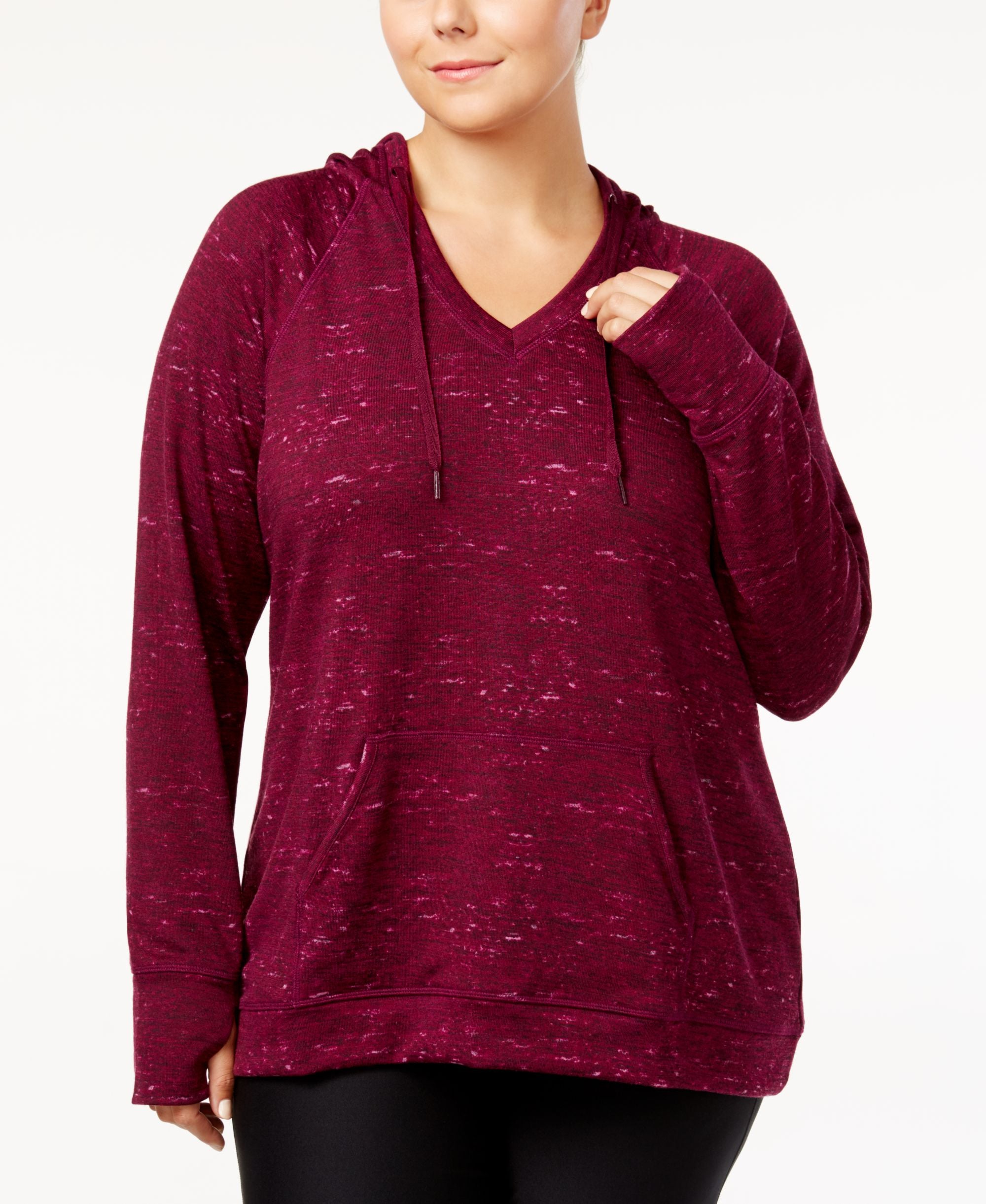 Ideology Plus Size Space Dyed Hooded Top