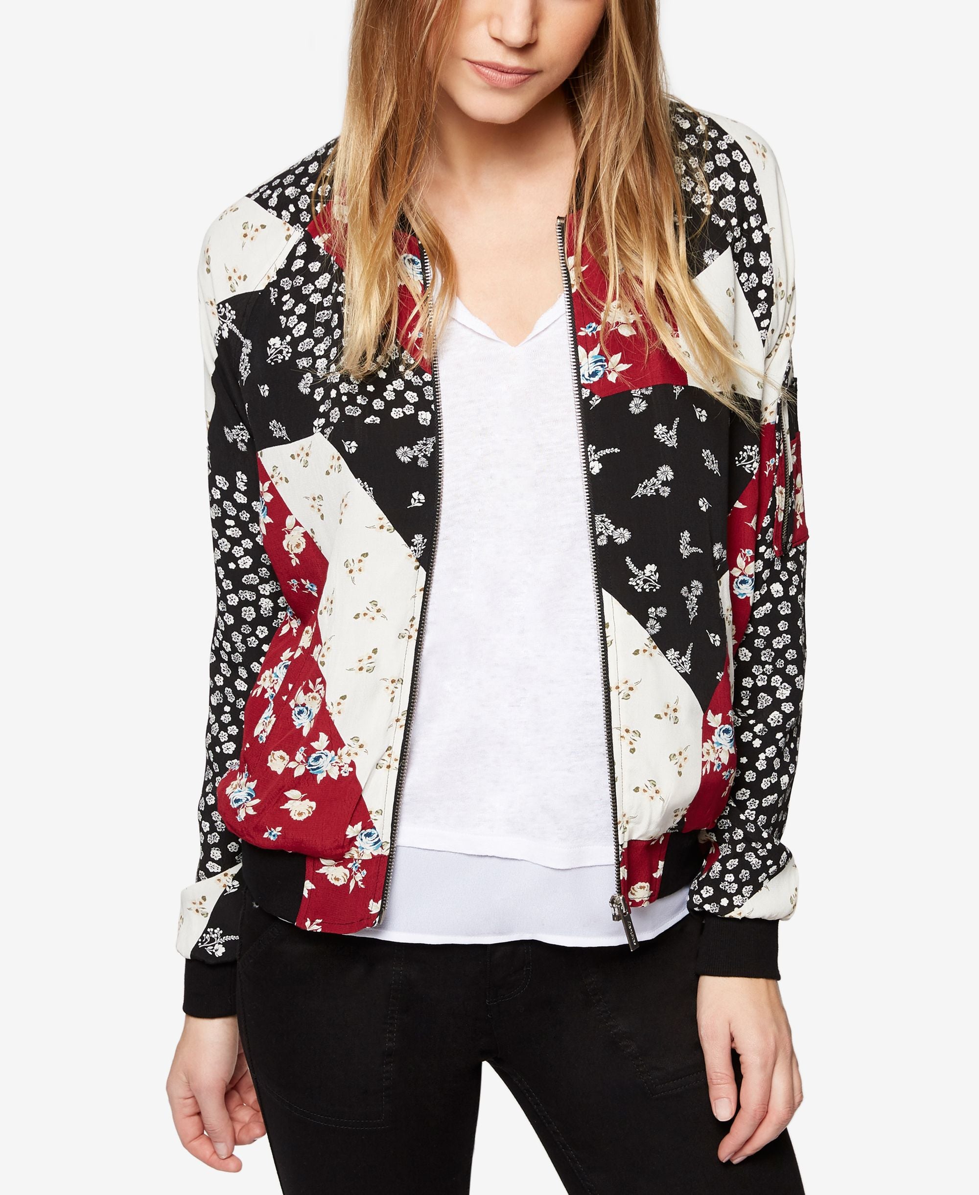Sanctuary Printed Patchwork Bomber Jacket