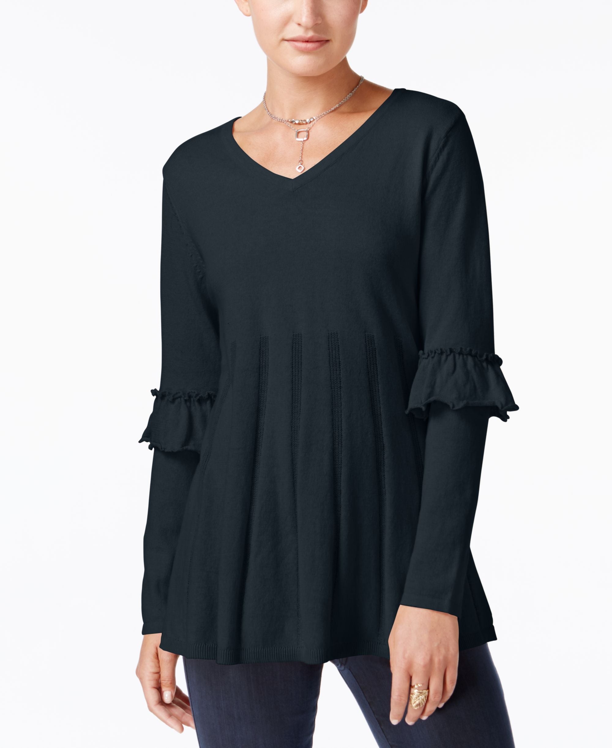 Style & Co Ruffled Pleated Sweater