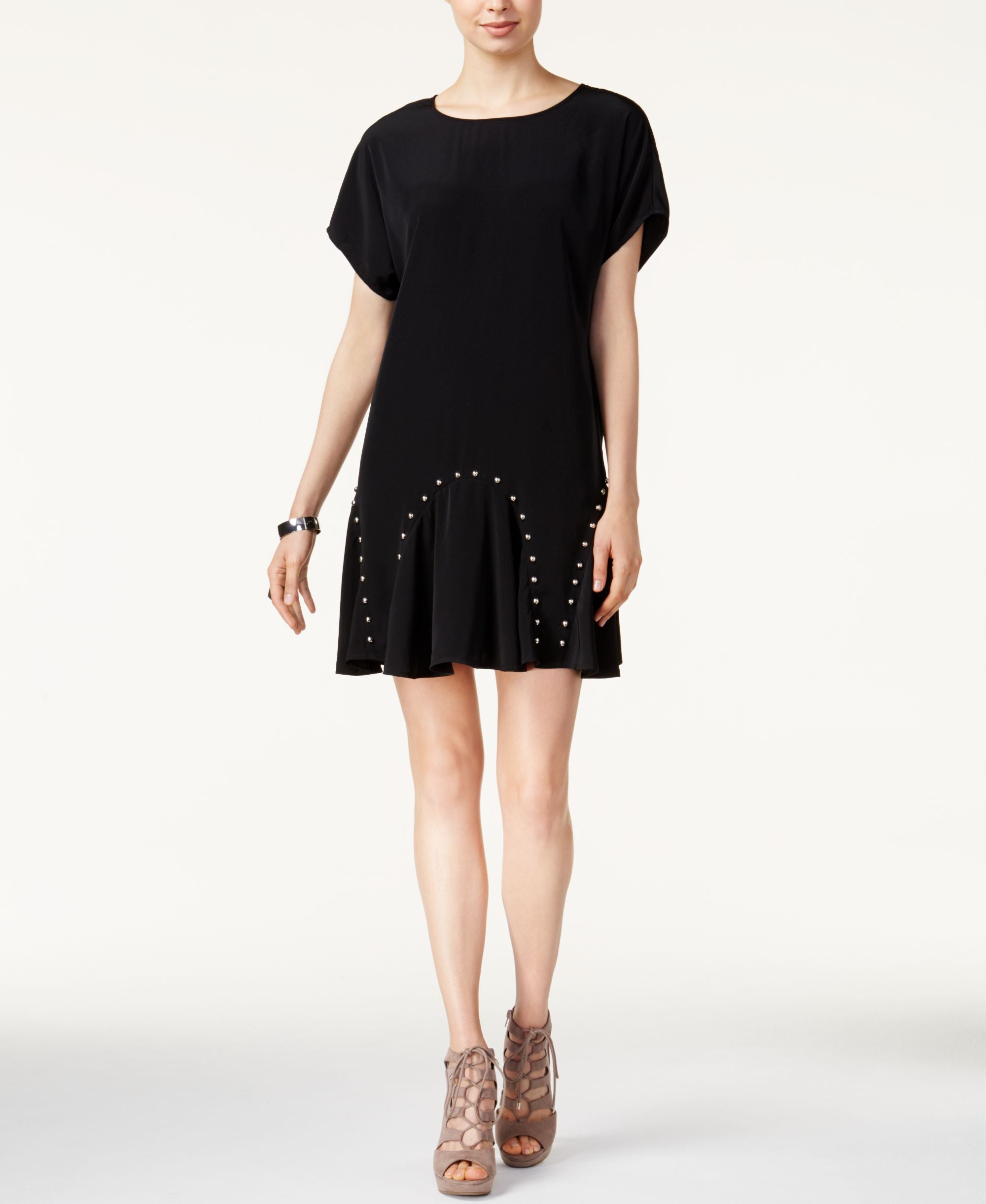 Bar III Studded Flounce Hem Dress