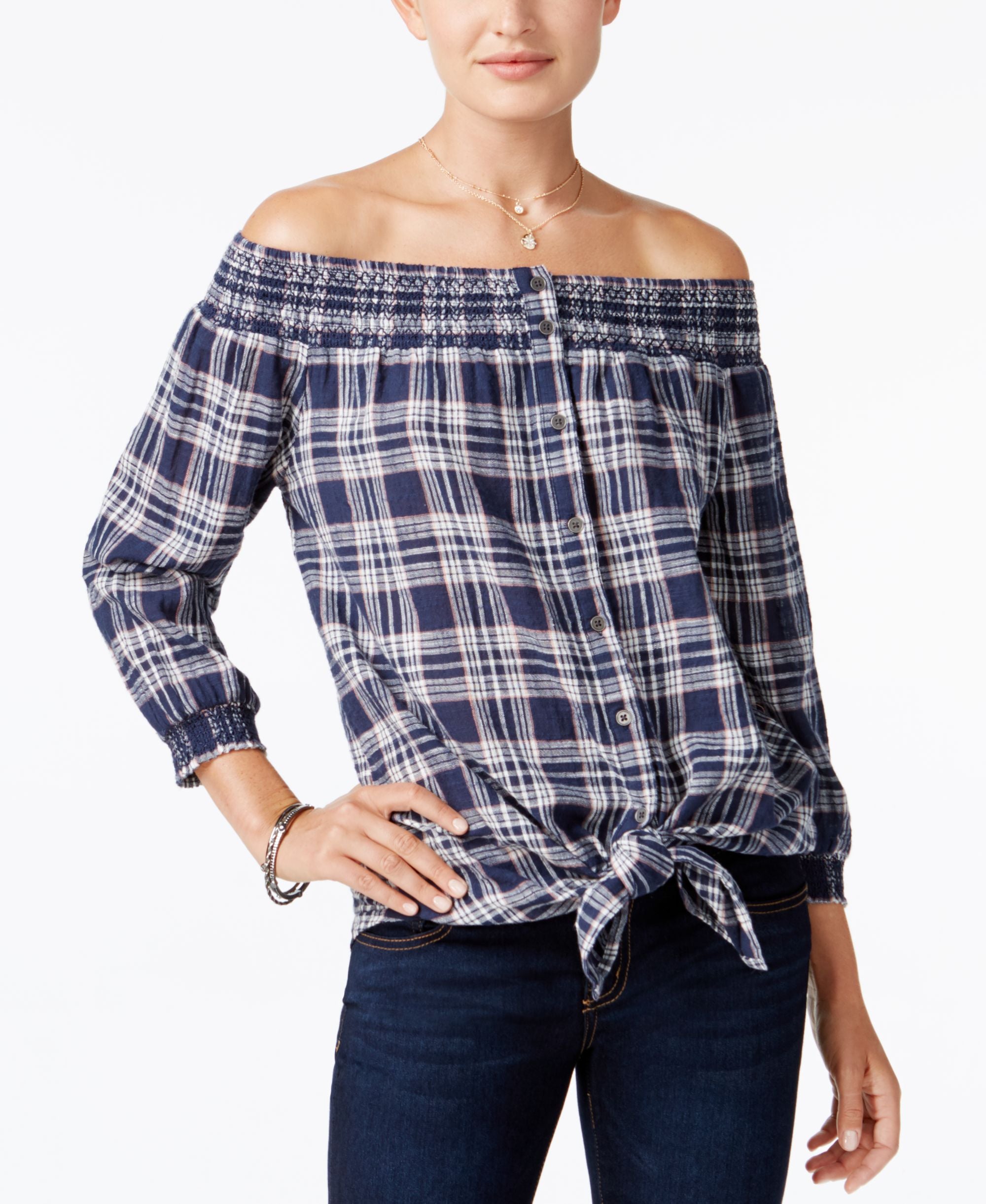 Style & Co Indiana Cotton Off The Shoulder Shirt