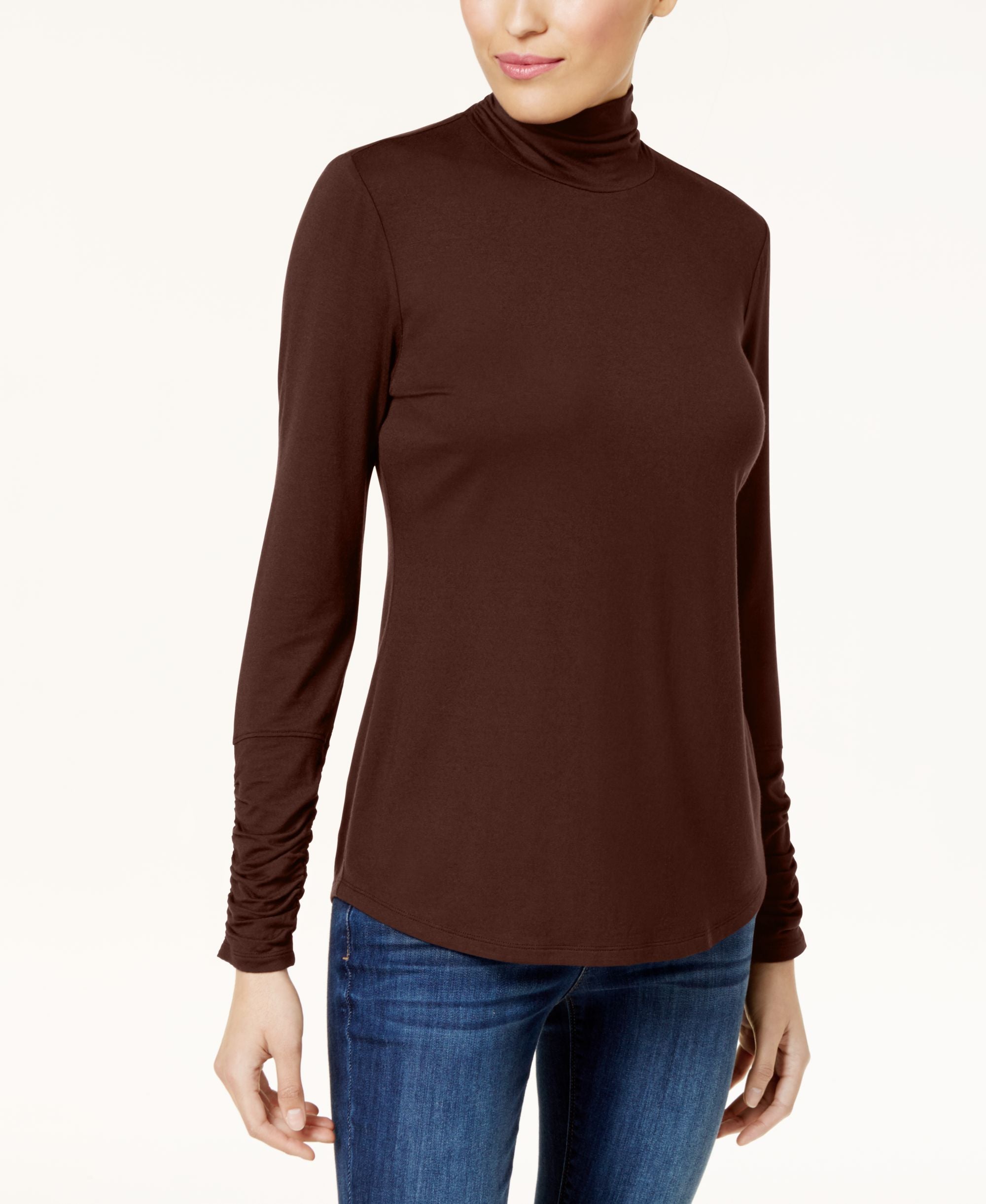 Style & Co Ruched Mock Neck Top