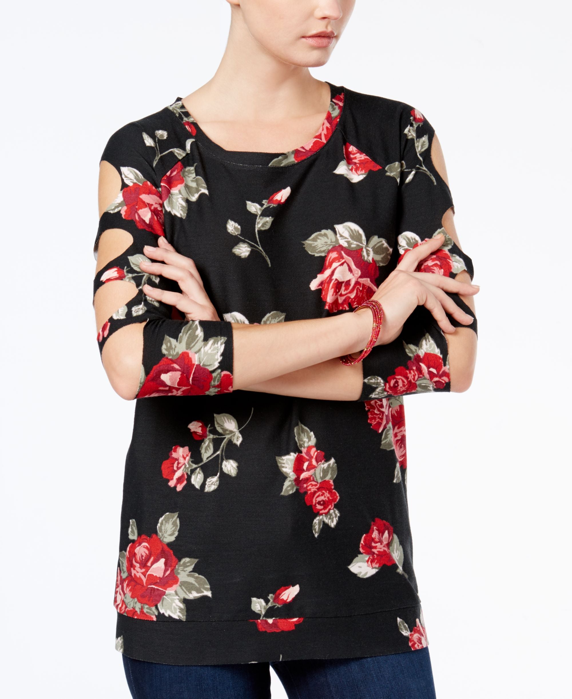 Almost Famous Juniors Cutout Sleeve Tunic
