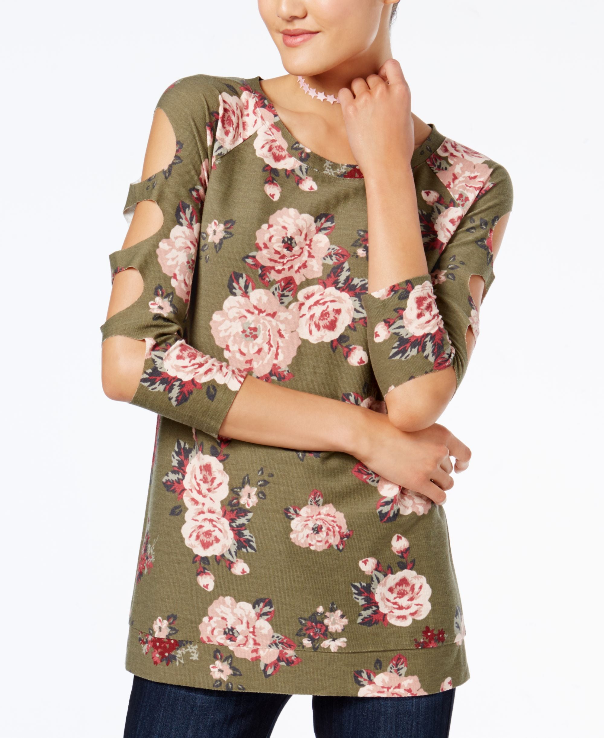 Almost Famous Juniors Cutout Sleeve Tunic
