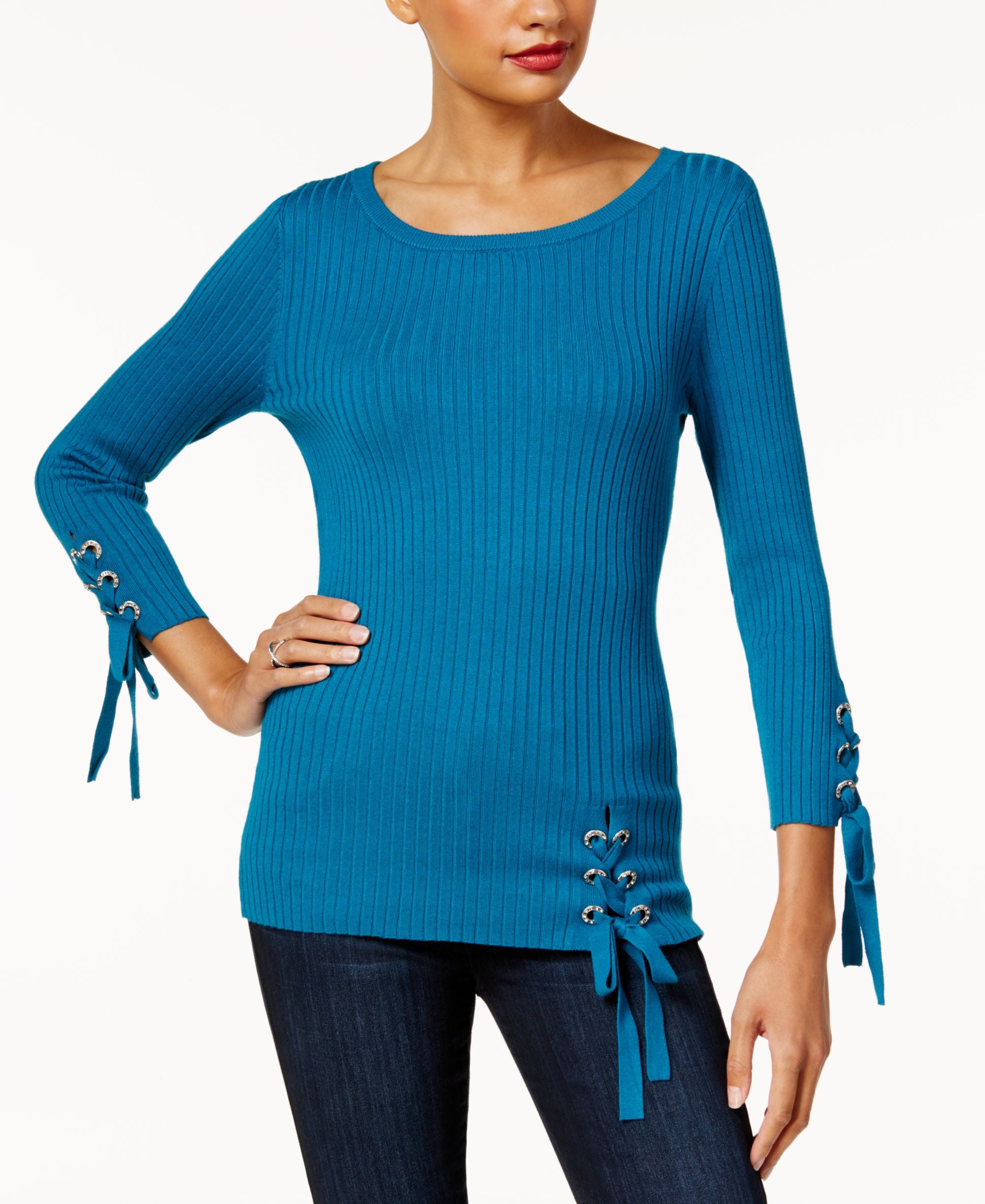 INC International Concepts Lace Up Sweater