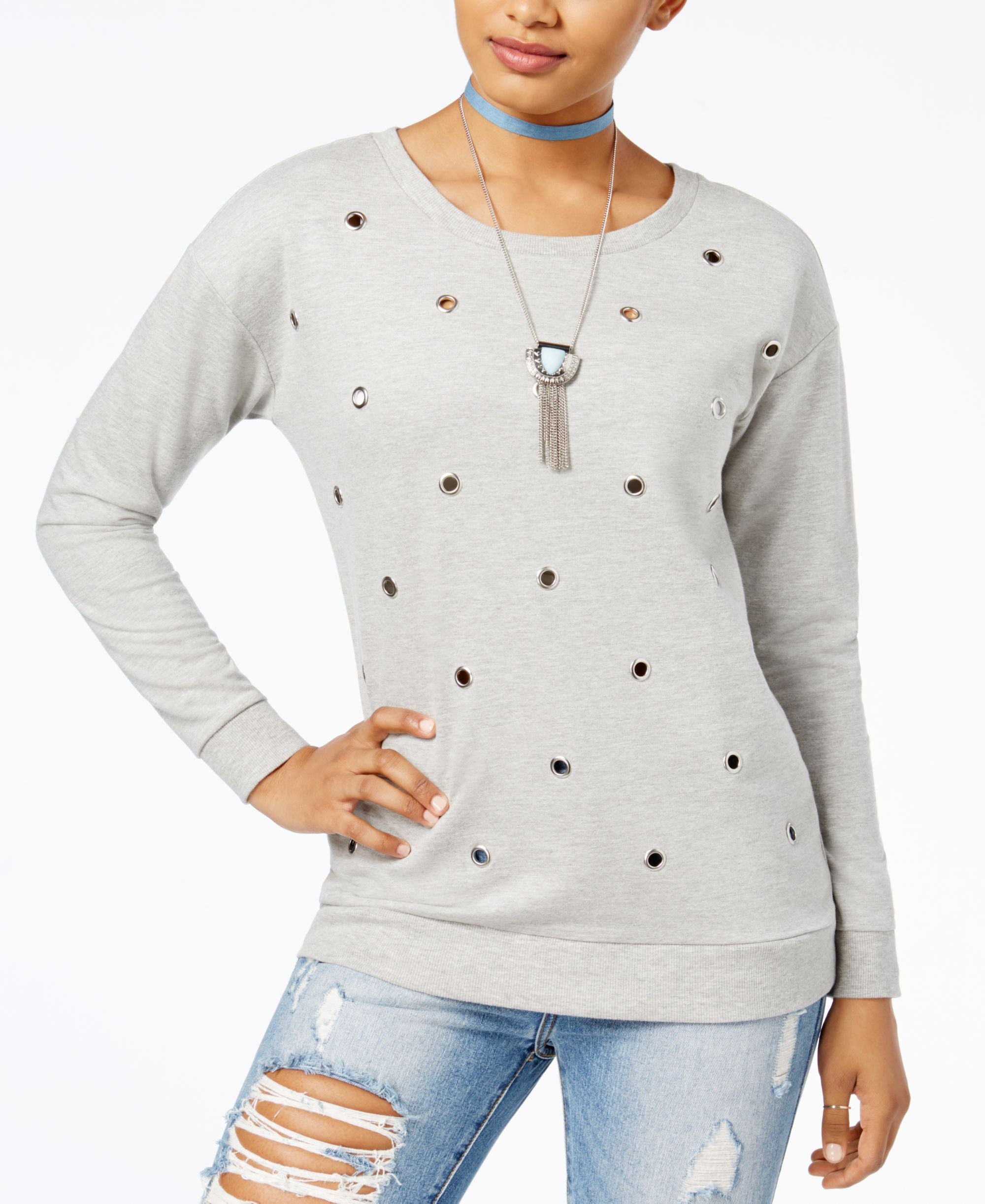 Ultra Flirt Juniors Grommet Detail Sweatshirt