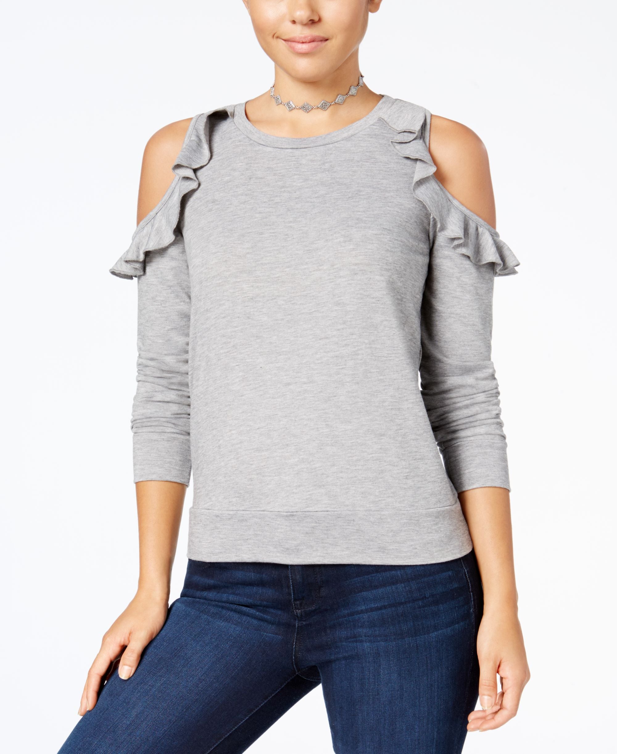 Self E Juniors Cold Shoulder Sweatshirt