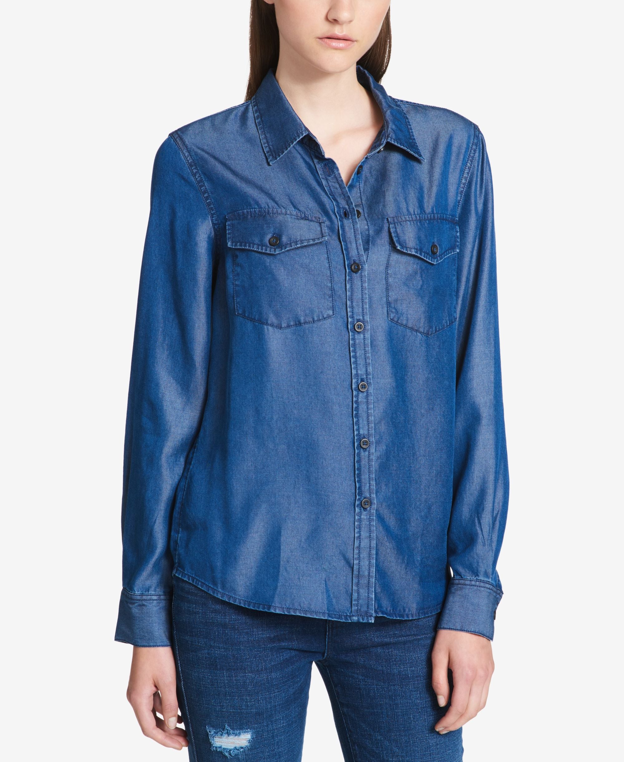 DKNY Button Front Denim Shirt