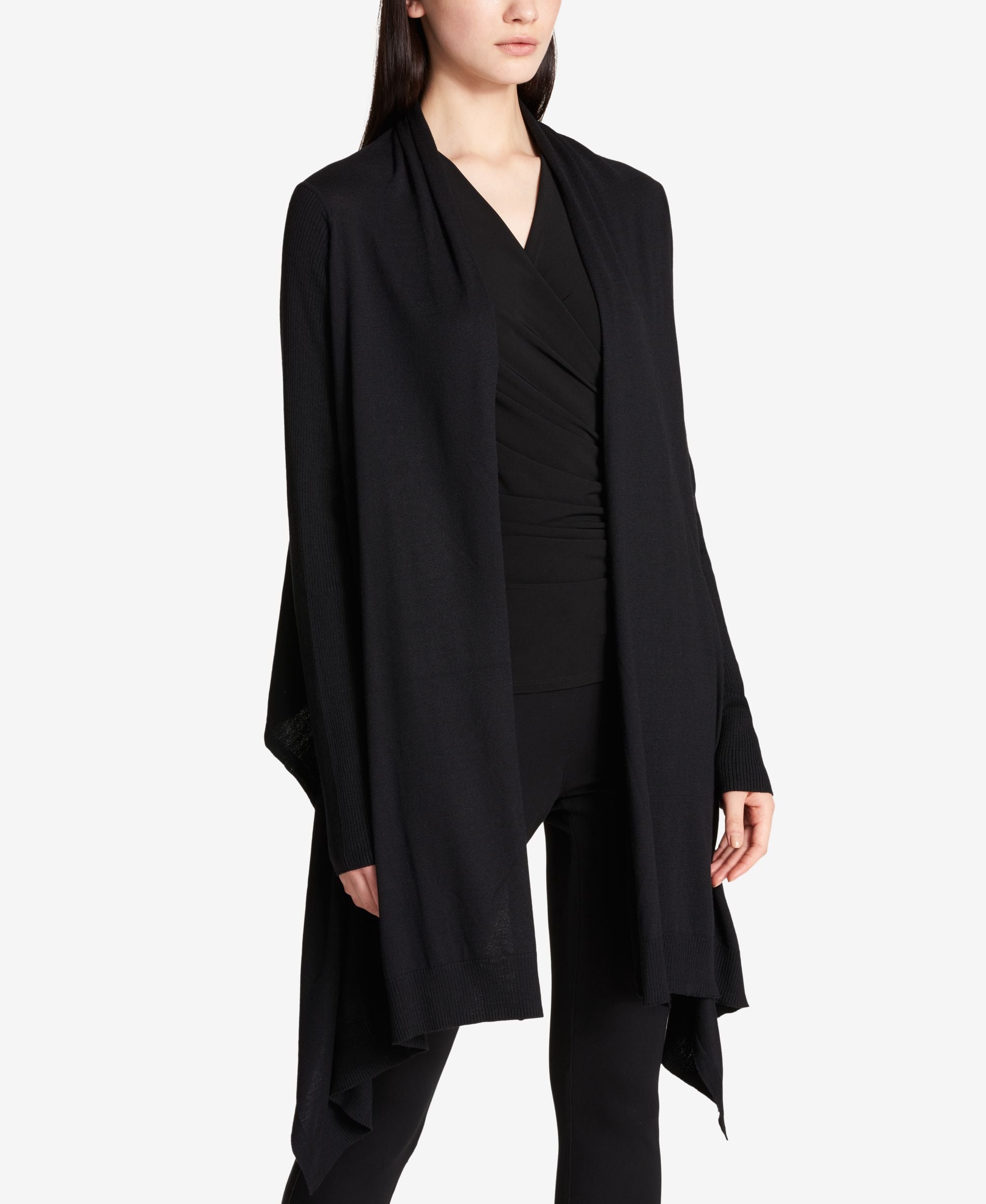 DKNY Open Front High Low Cozy Cardigan