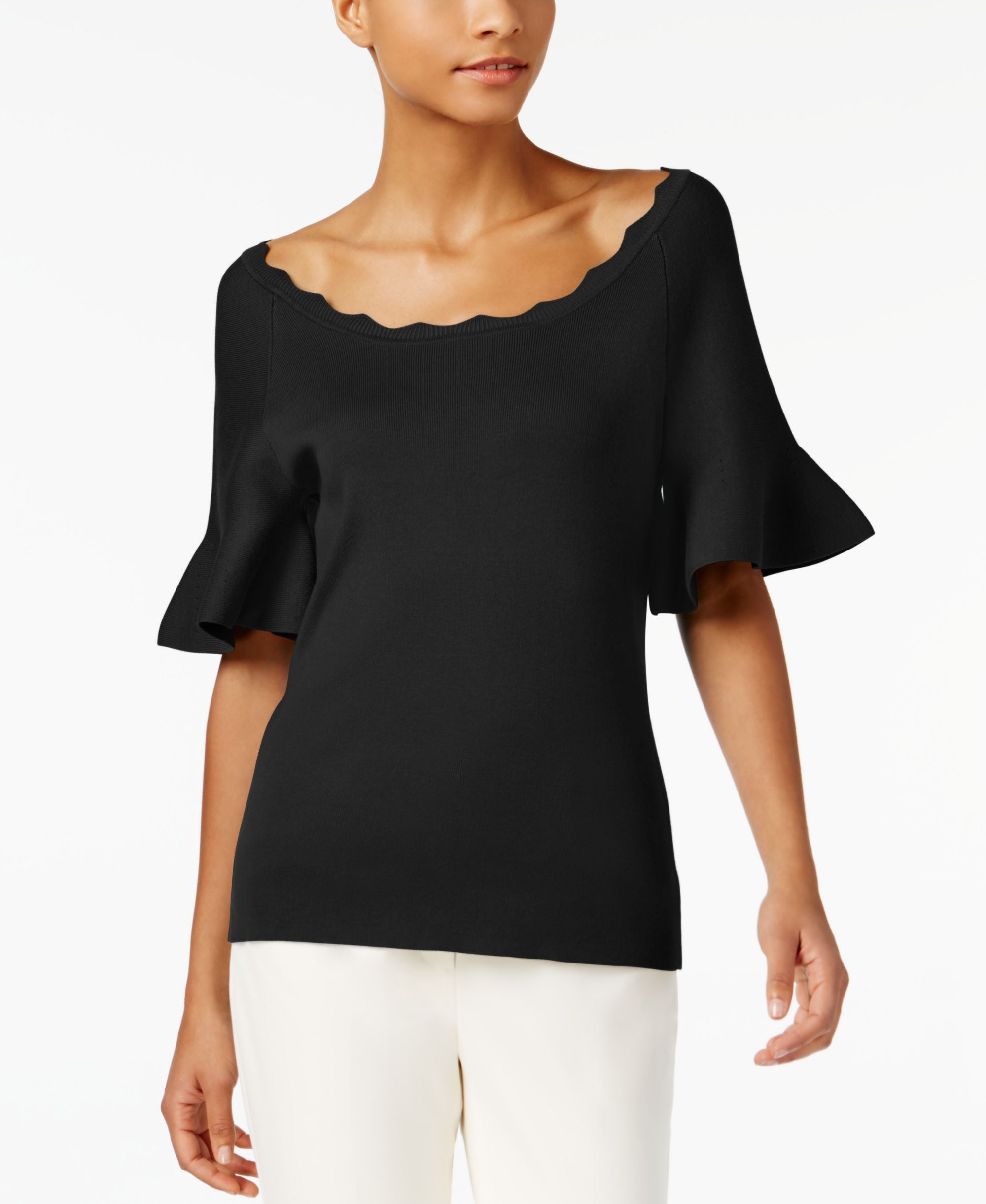 NY Collection Flared Sleeve Top