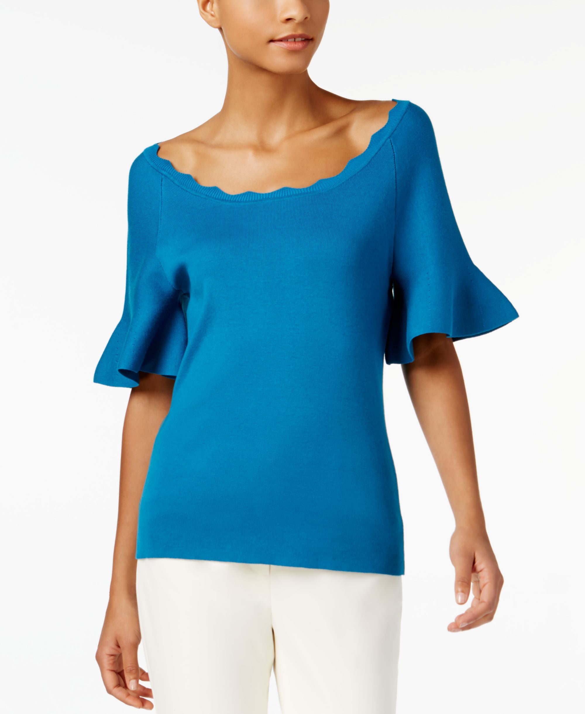 NY Collection Flared Sleeve Top