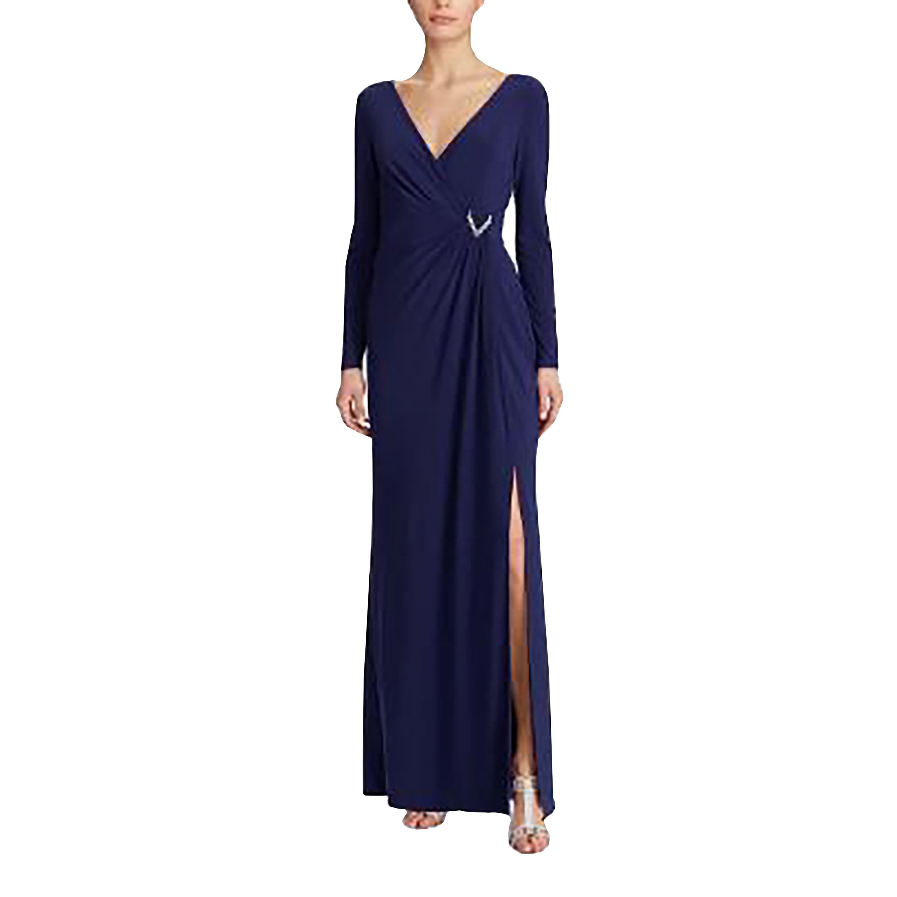 Ralph Lauren Shirred Surplice Jersey Gown - Rich Sapphire 12