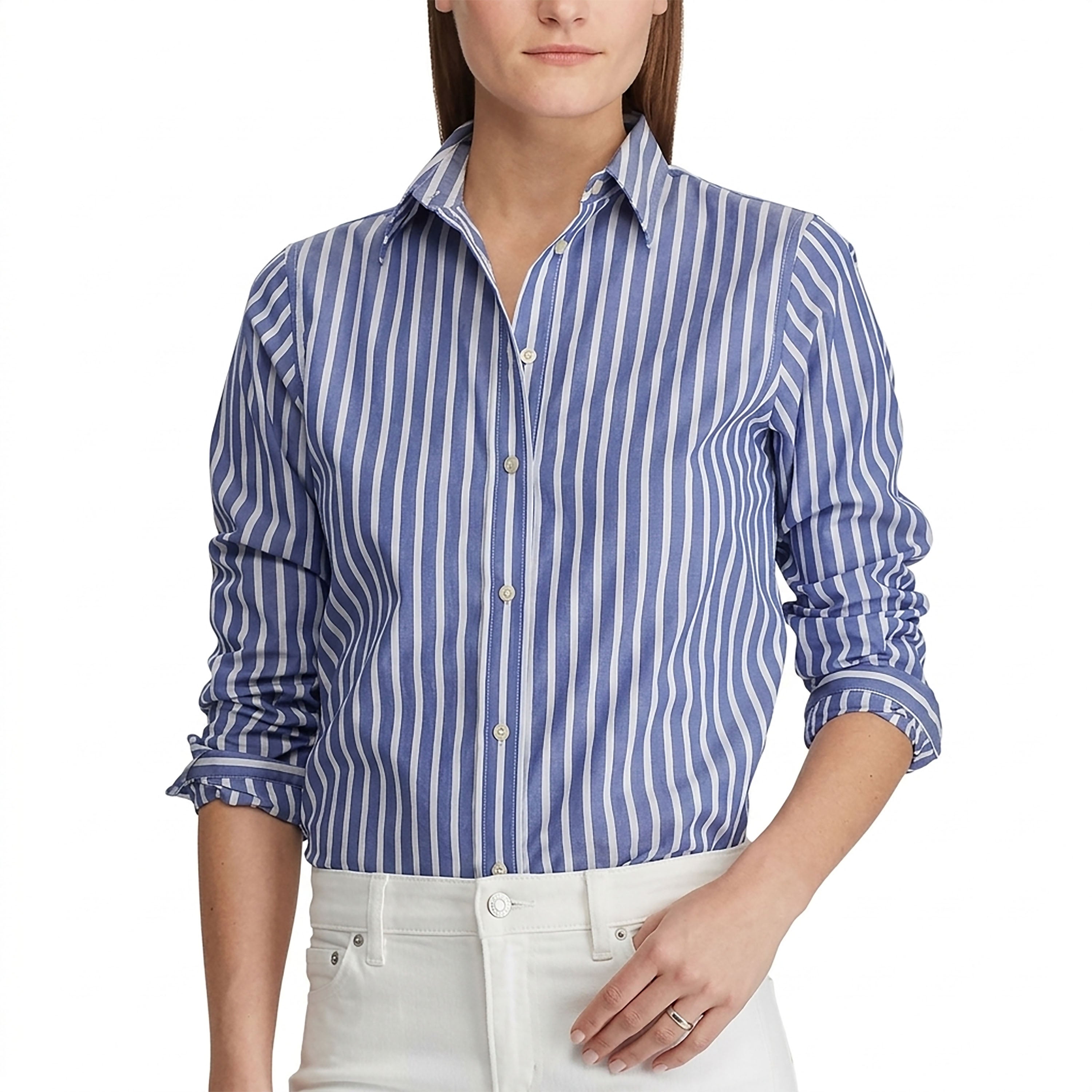 Ralph Lauren Embroidered Button Down Striped Non Iron Shirt Purple/Blue Multi L