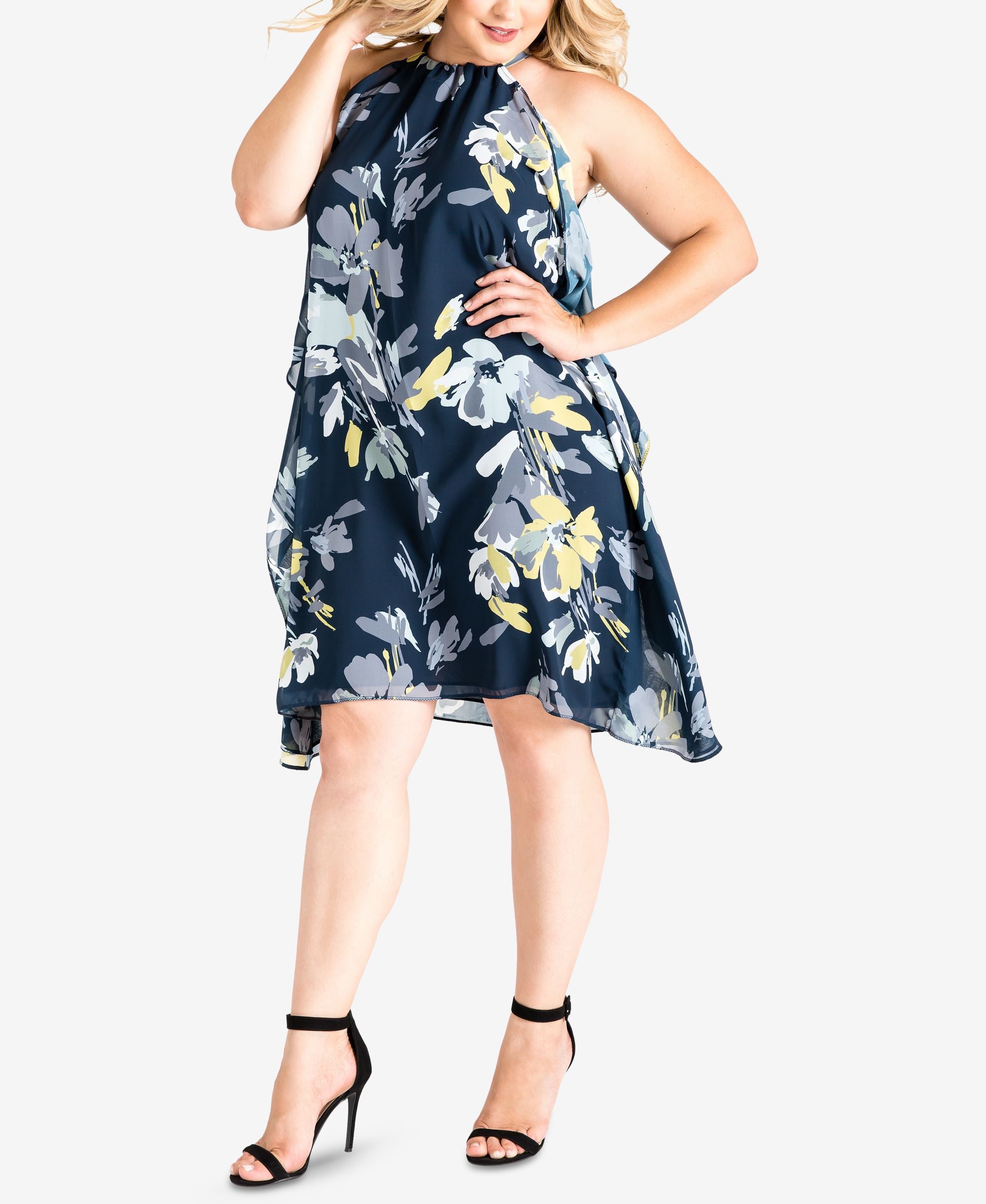 Standards Practices Plus Size Channing Halter Shift Dress