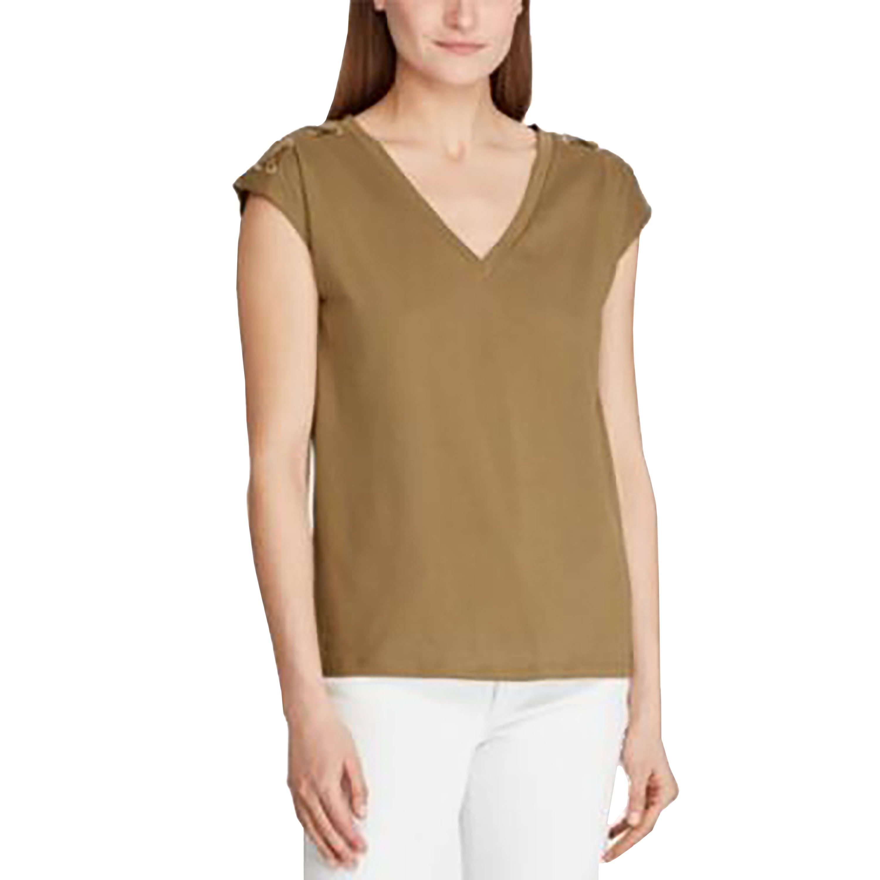 Lauren Ralph Lauren Embroidered Logo Lace Up Sleeve Top