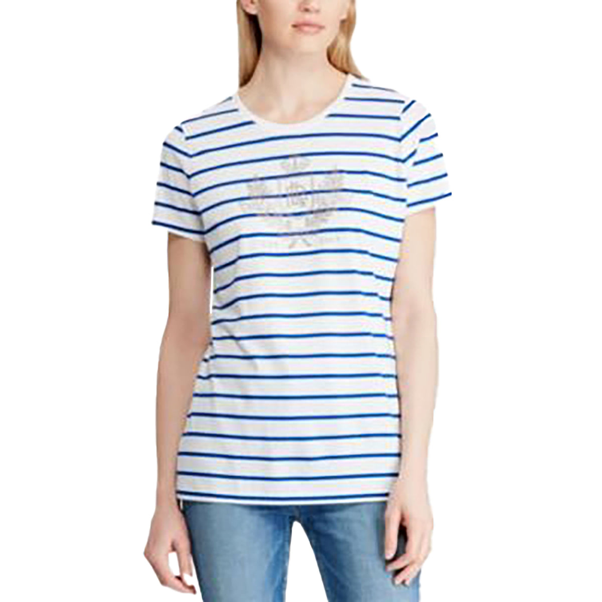 Ralph Lauren Petite Striped T-Shirt - White/Blue Reef