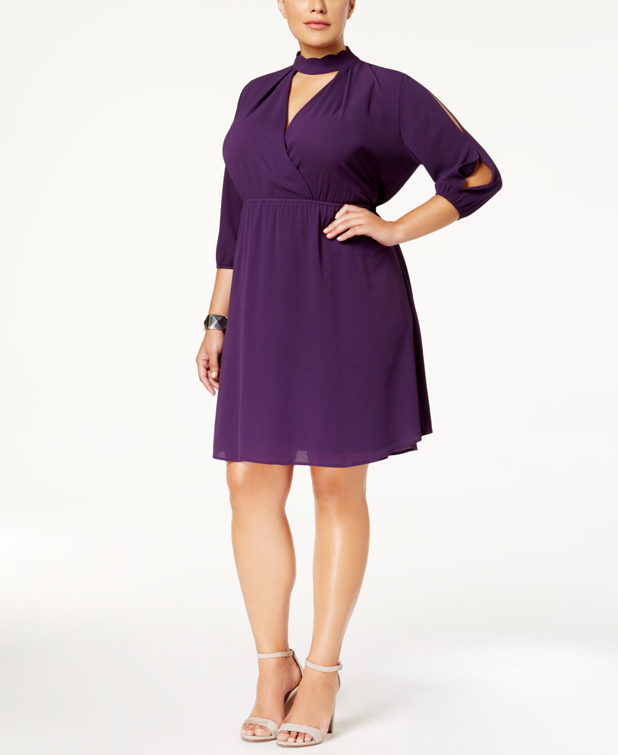 Monteau Trendy Plus Size Choker Dress