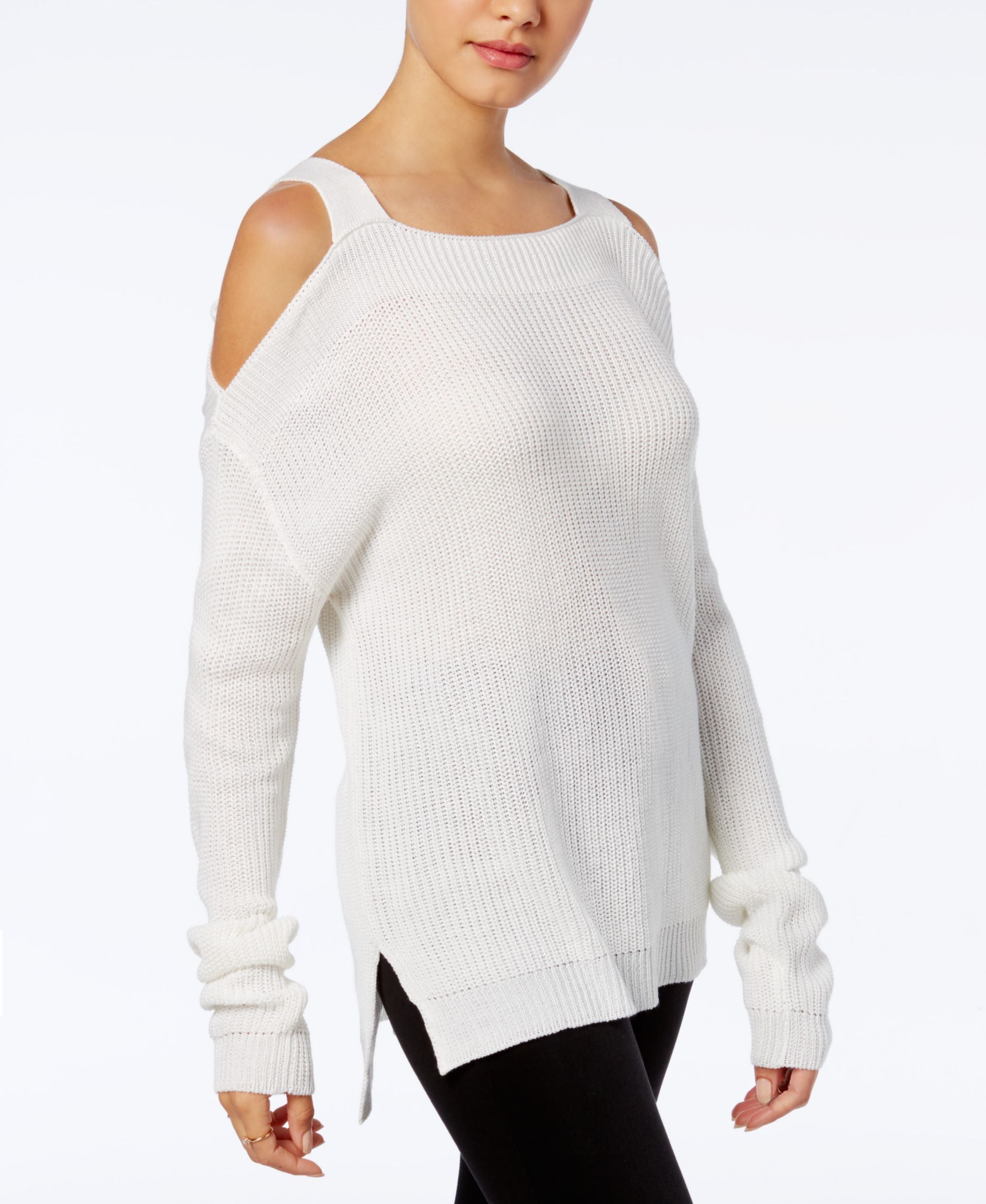 Hooked Up By Iot Juniors Knit Cold Shoulder Sweater
