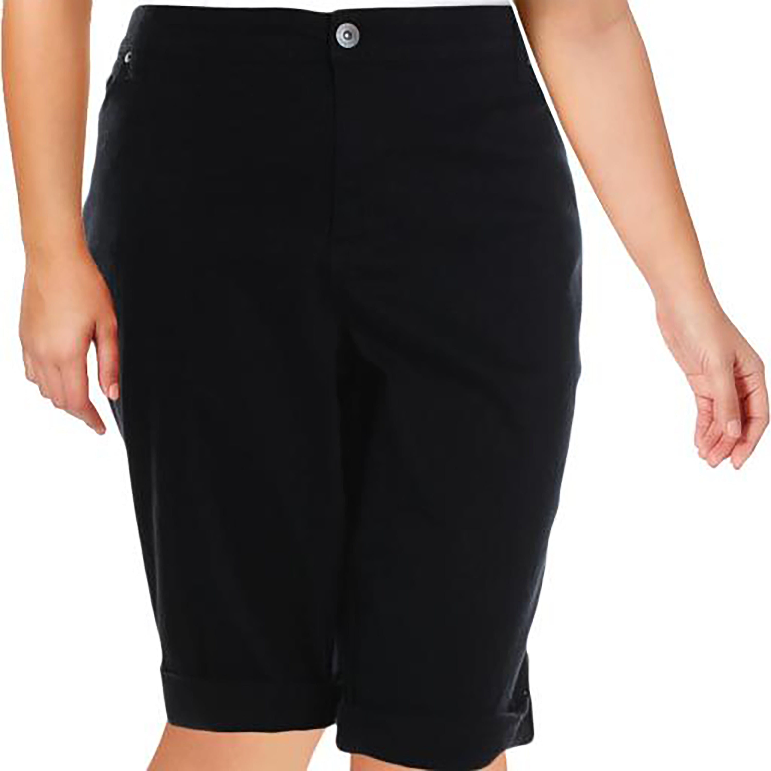 Style & Co Plus Cuffed Denim Skimmer Shorts Deep Black 22W