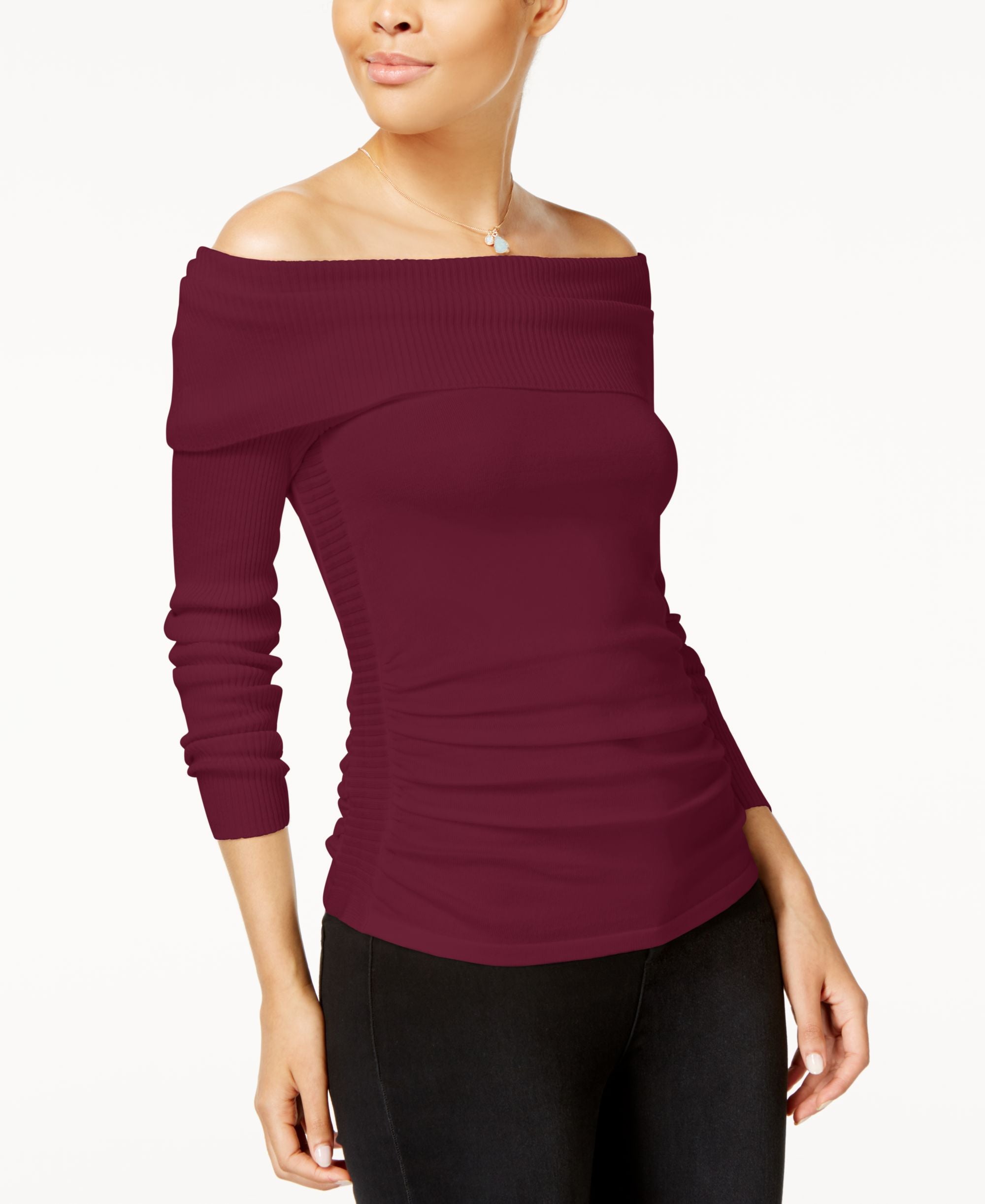 Hooked Up By Iot Juniors Off The Shoulder Ruched Sweater