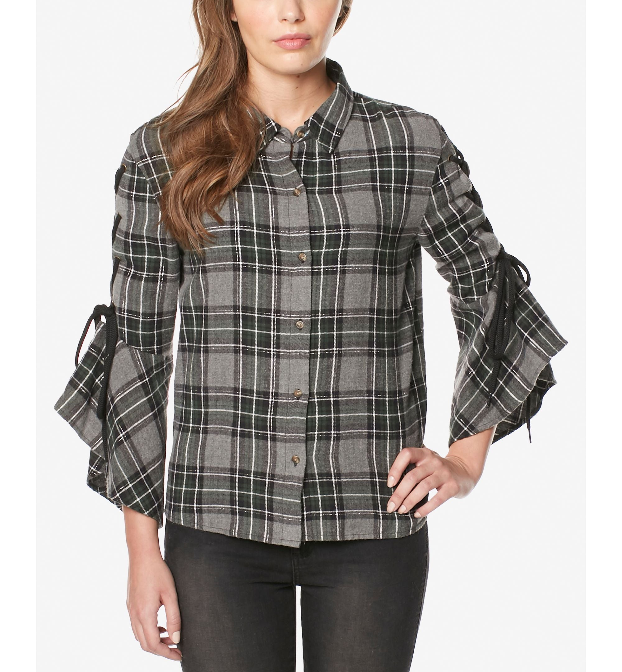 Buffalo David Bitton Plaidora Tie Sleeve Plaid Shirt