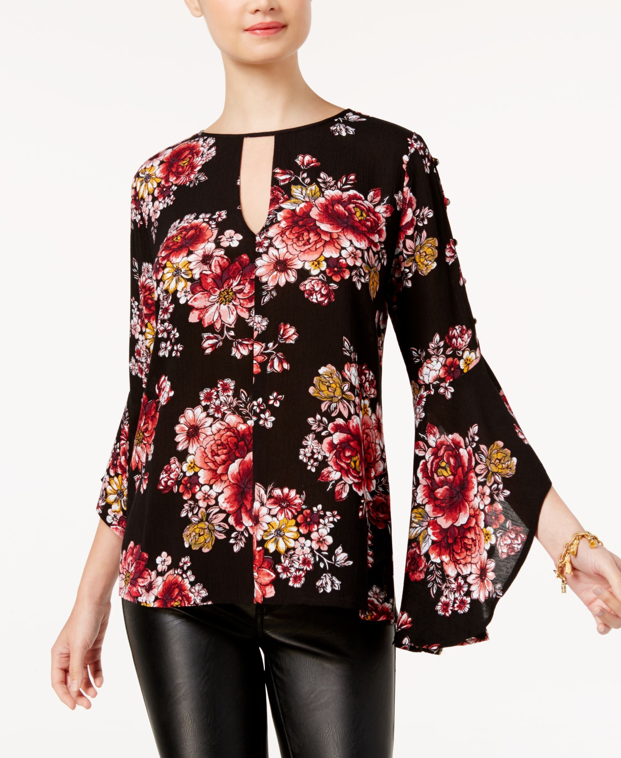 Gypsies Moondust Juniors Gigi Printed Keyhole Top