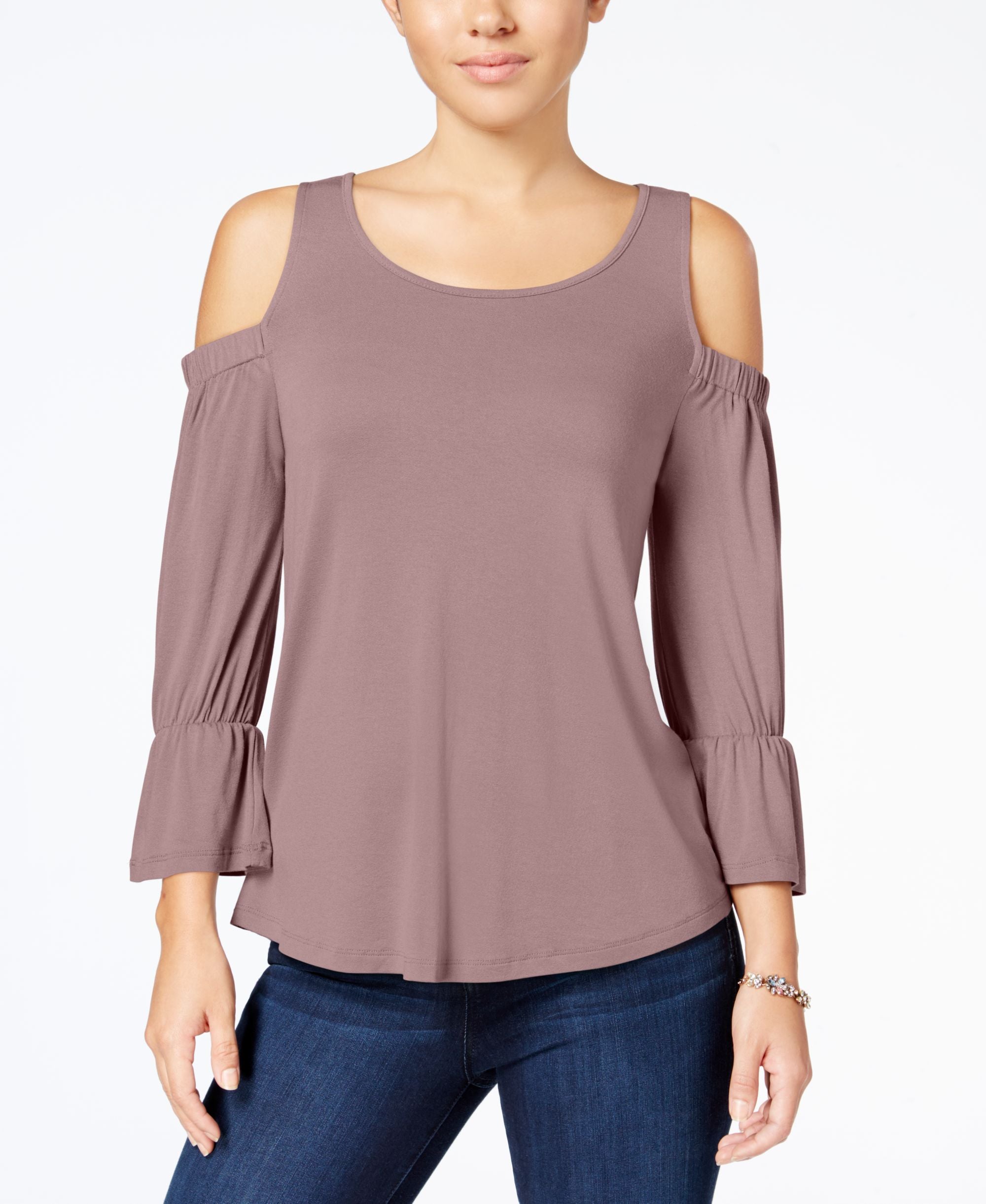 Pink Rose Juniors Cold Shoulder Bell Sleeve Top
