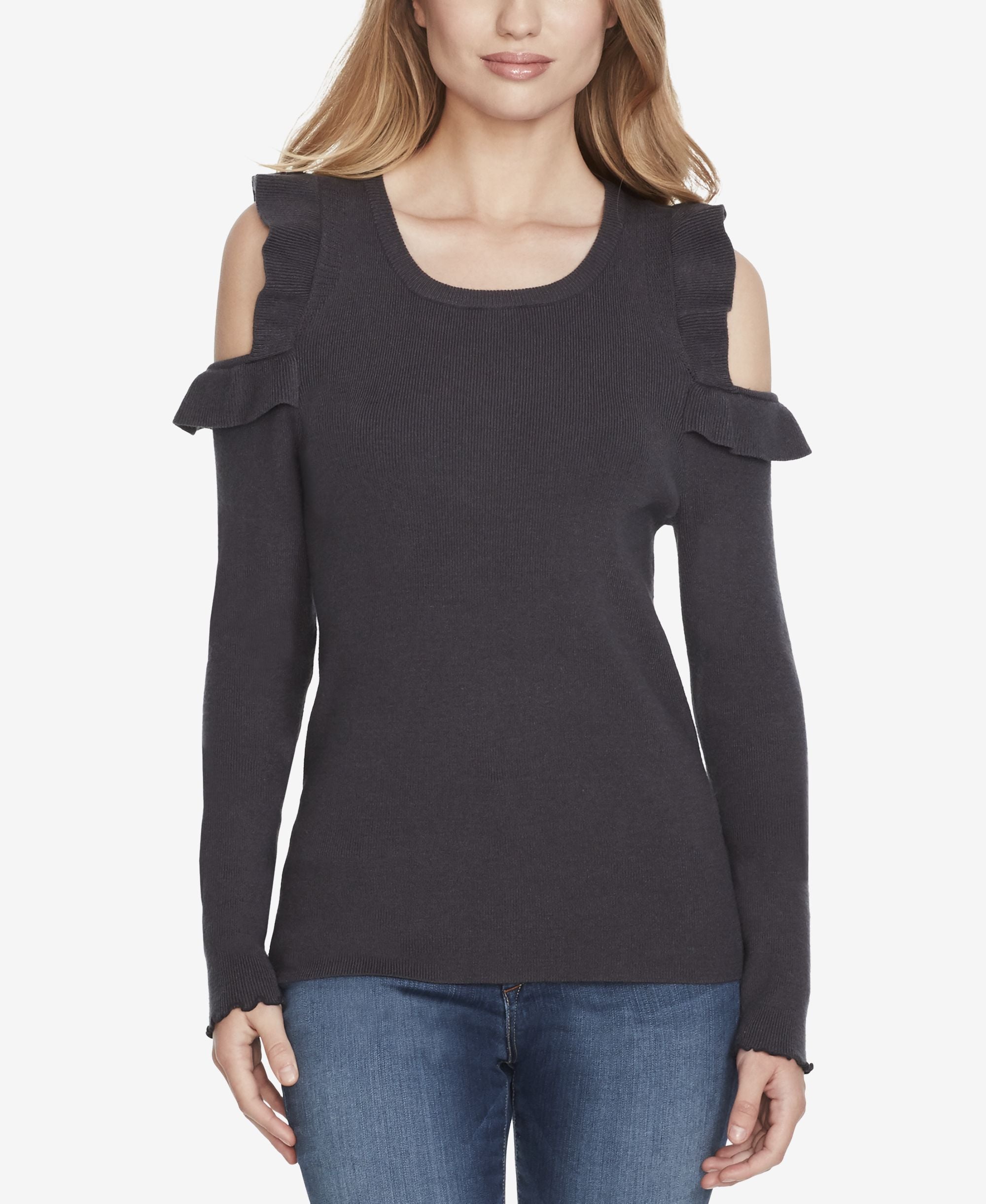 Jessica Simpson Juniors Ruffled Cold Shoulder Sweater