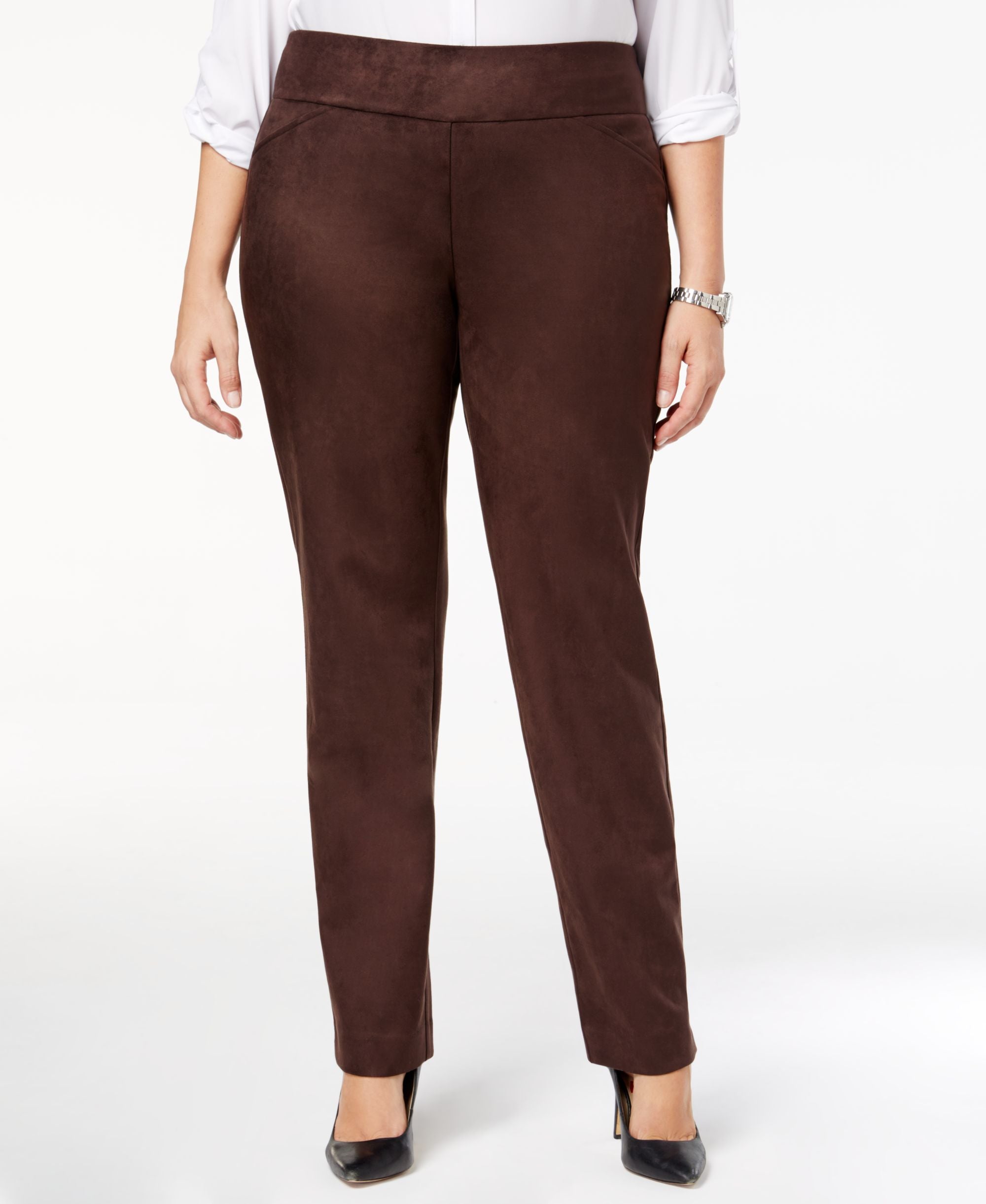 Charter Club Plus Size Cambridge Tummy Control Faux Suede Pants