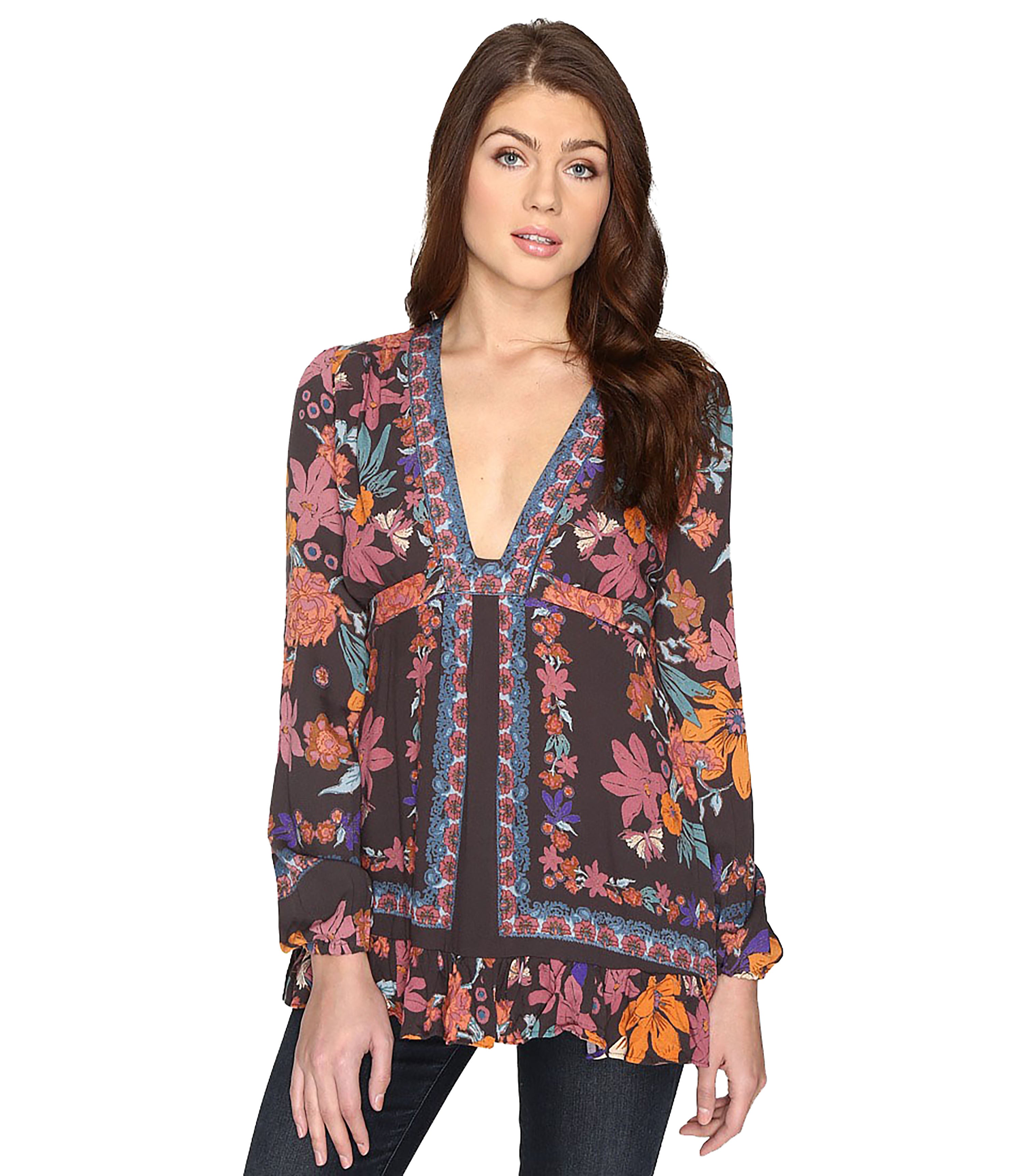 Free People Women's Violet Hill Printed Tunic Black 6