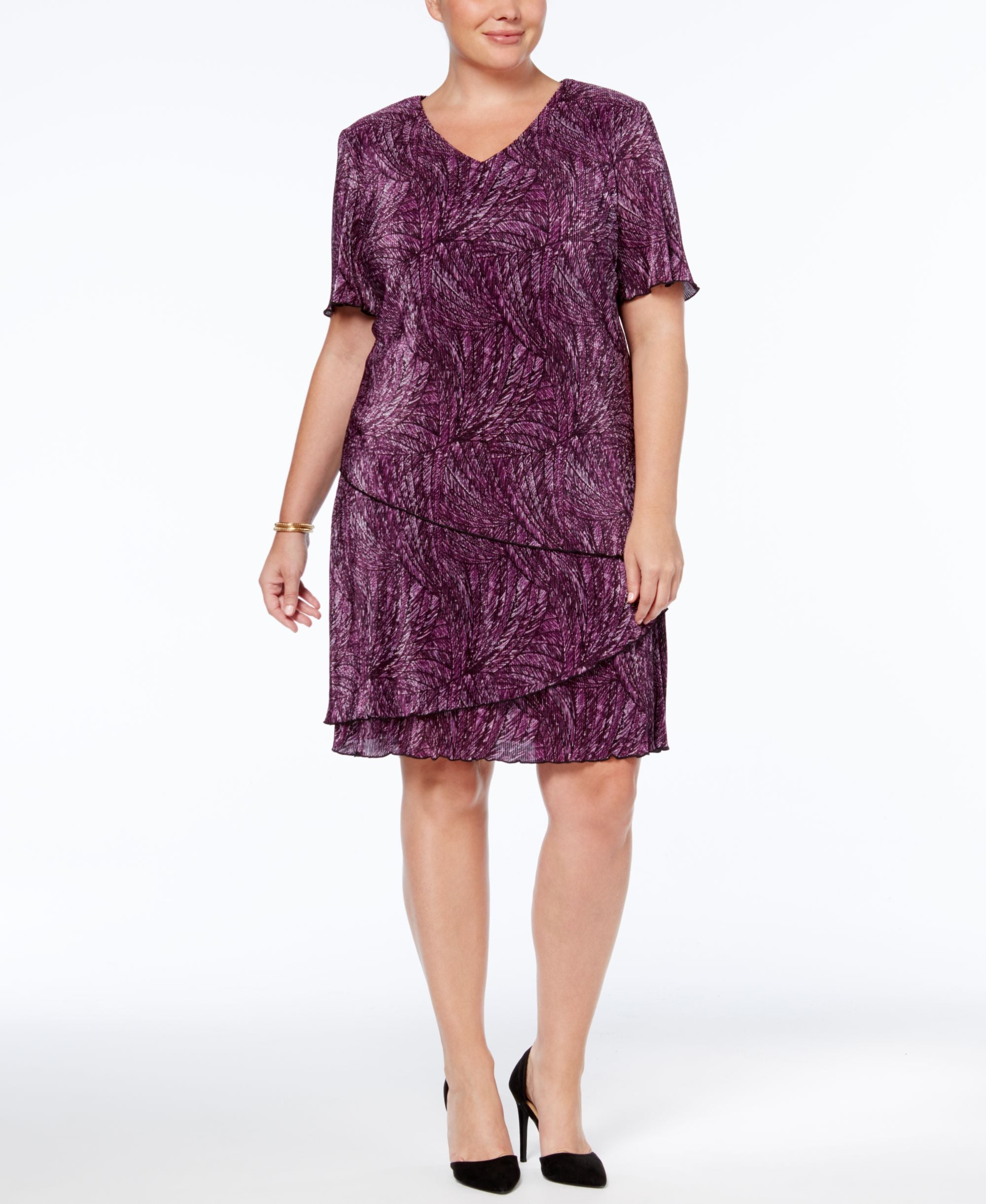 Connected Plus Size Tiered Bodre Dress