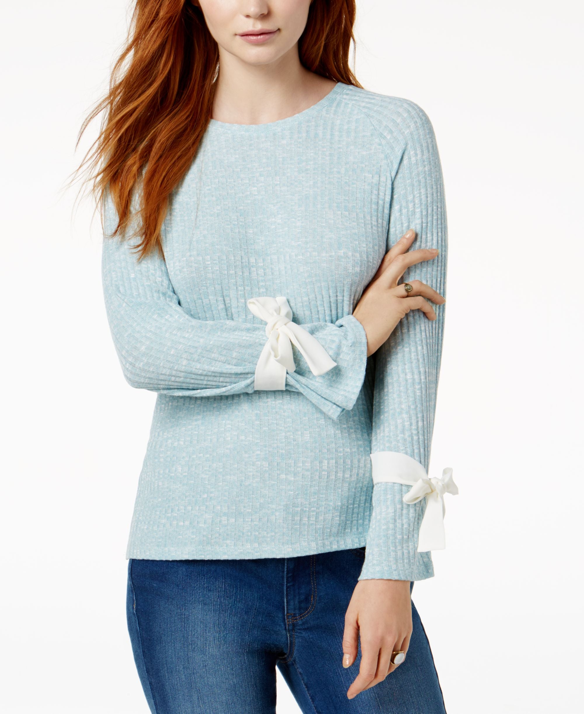 Kensie Ribbed Tie Sleeve Top