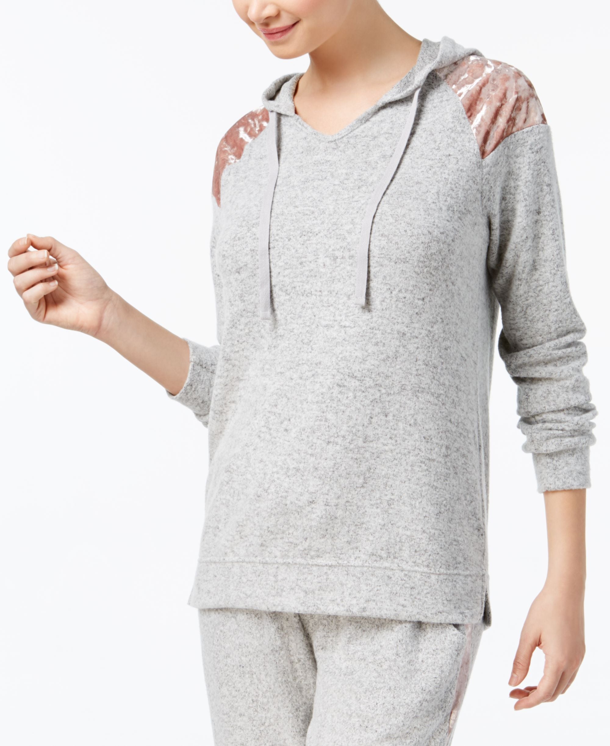 Juniors' Velvet-Trim Cozy Hoodie