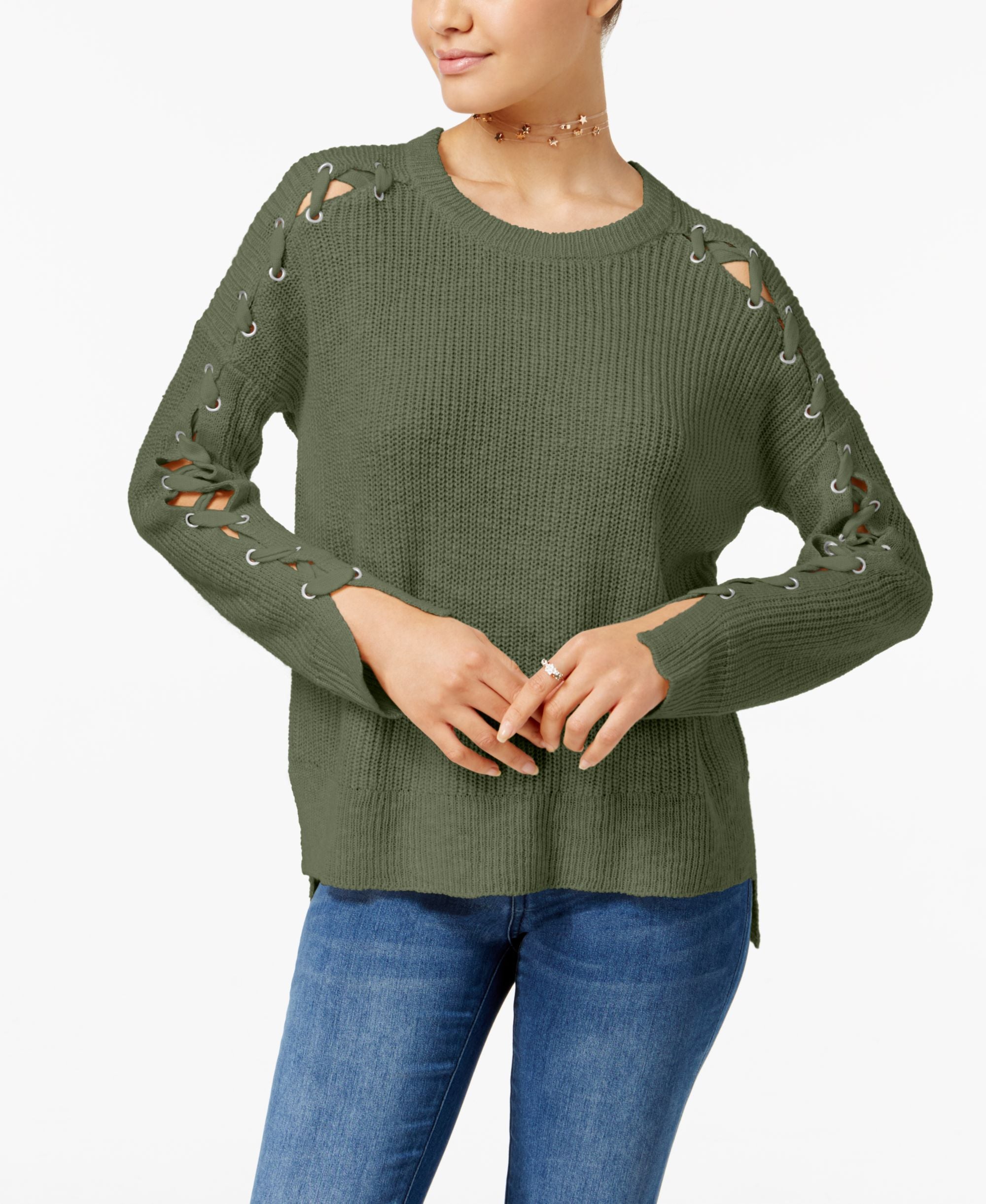 Freshman Juniors Lace Up Sweater