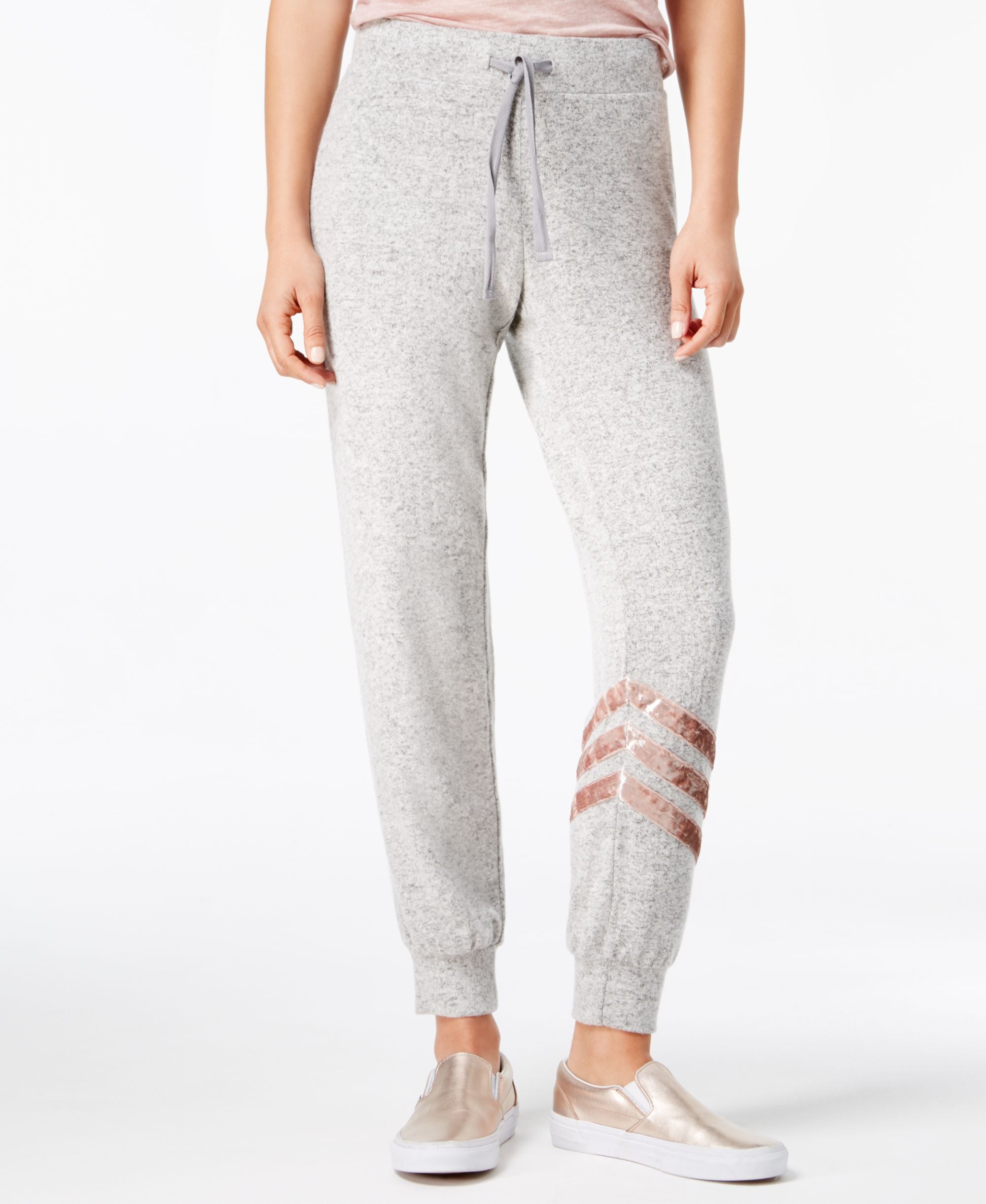 Hippie Rose Juniors Velvet Stripe Jogger Pants