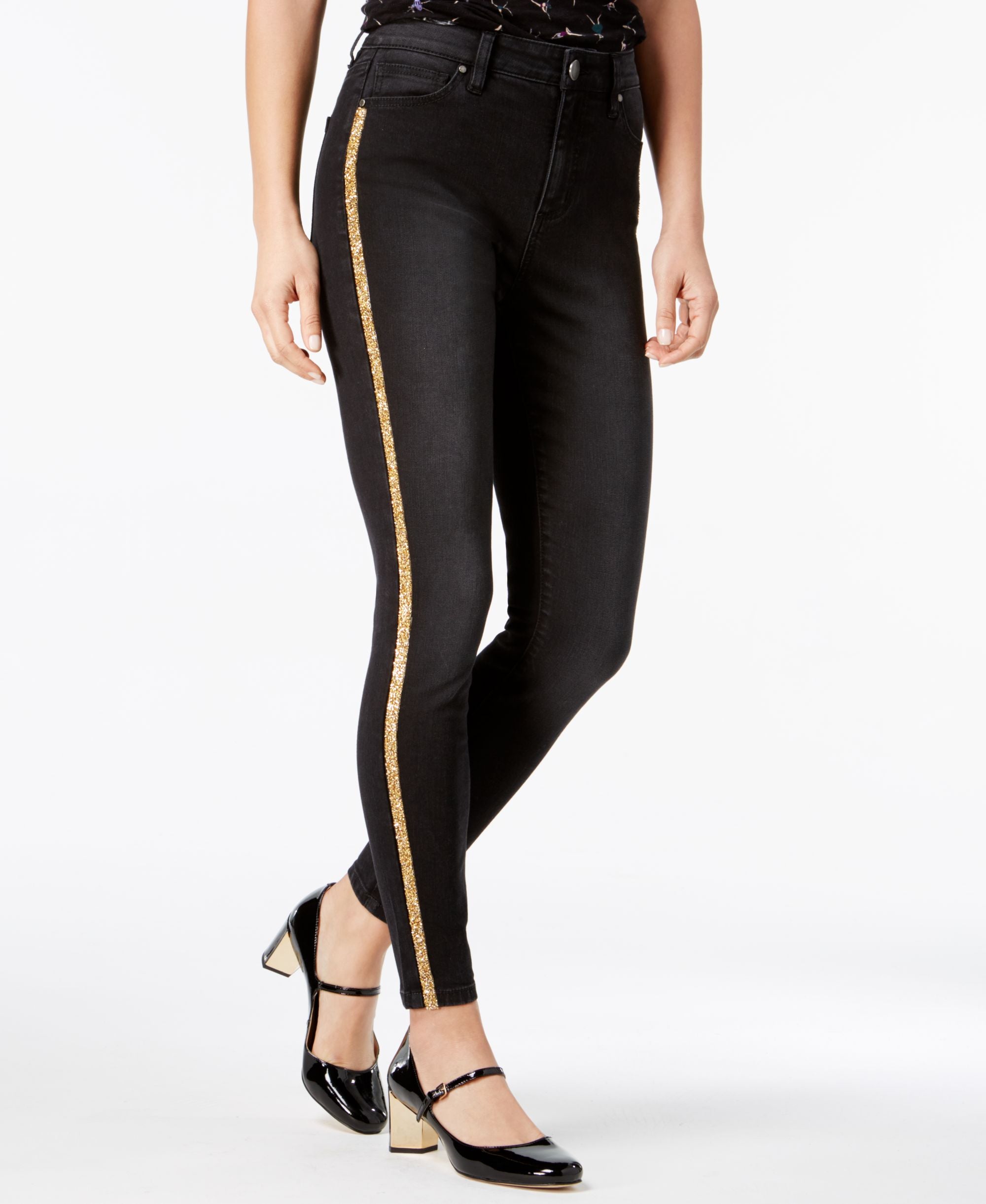 Tinseltown Juniors Glitter Stripe Skinny Jeans