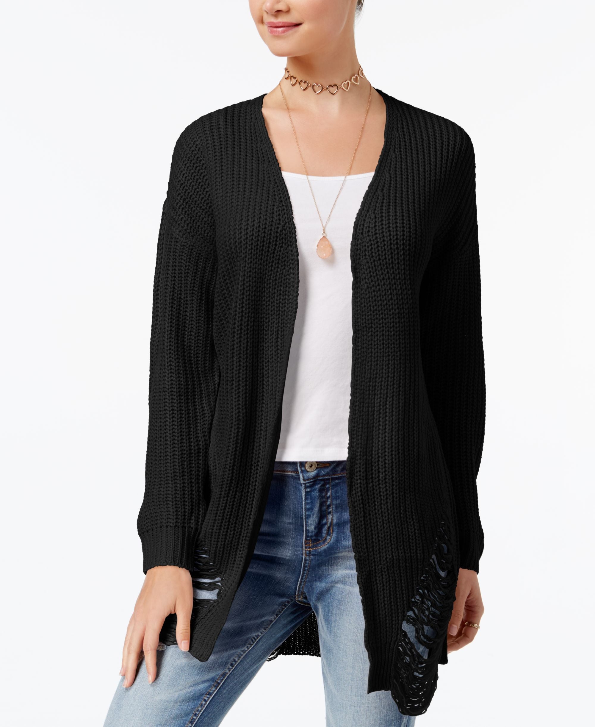 Ultra Flirt By Ikeddi Juniors Distressed Duster Cardigan