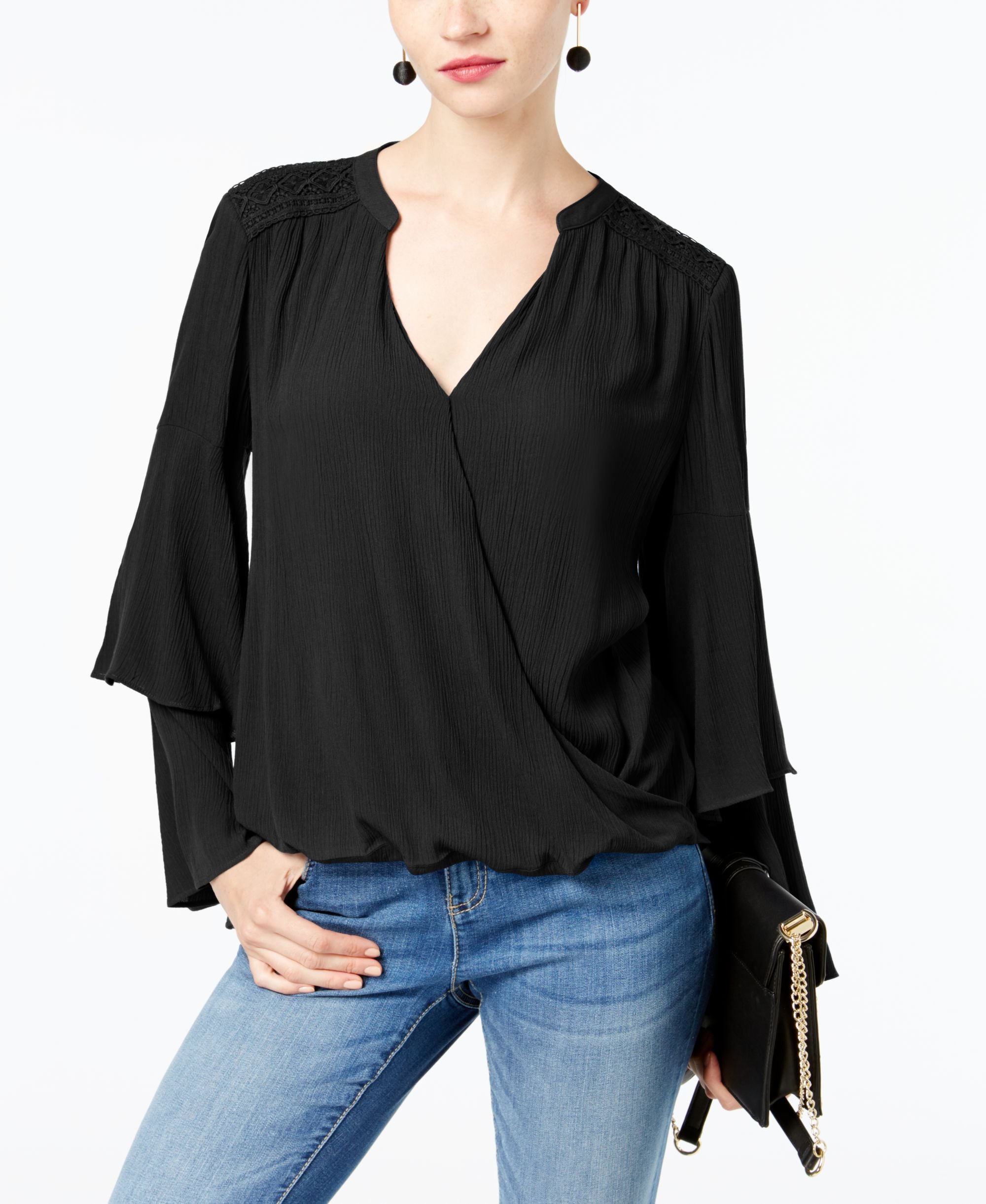 Petite Crepe Surplice Top
