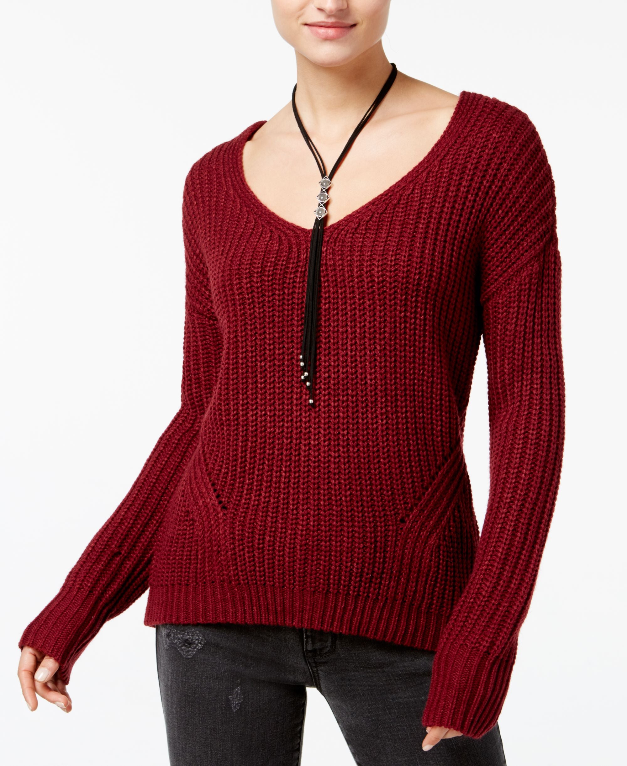 American Rag Juniors Lace Up Back Sweater