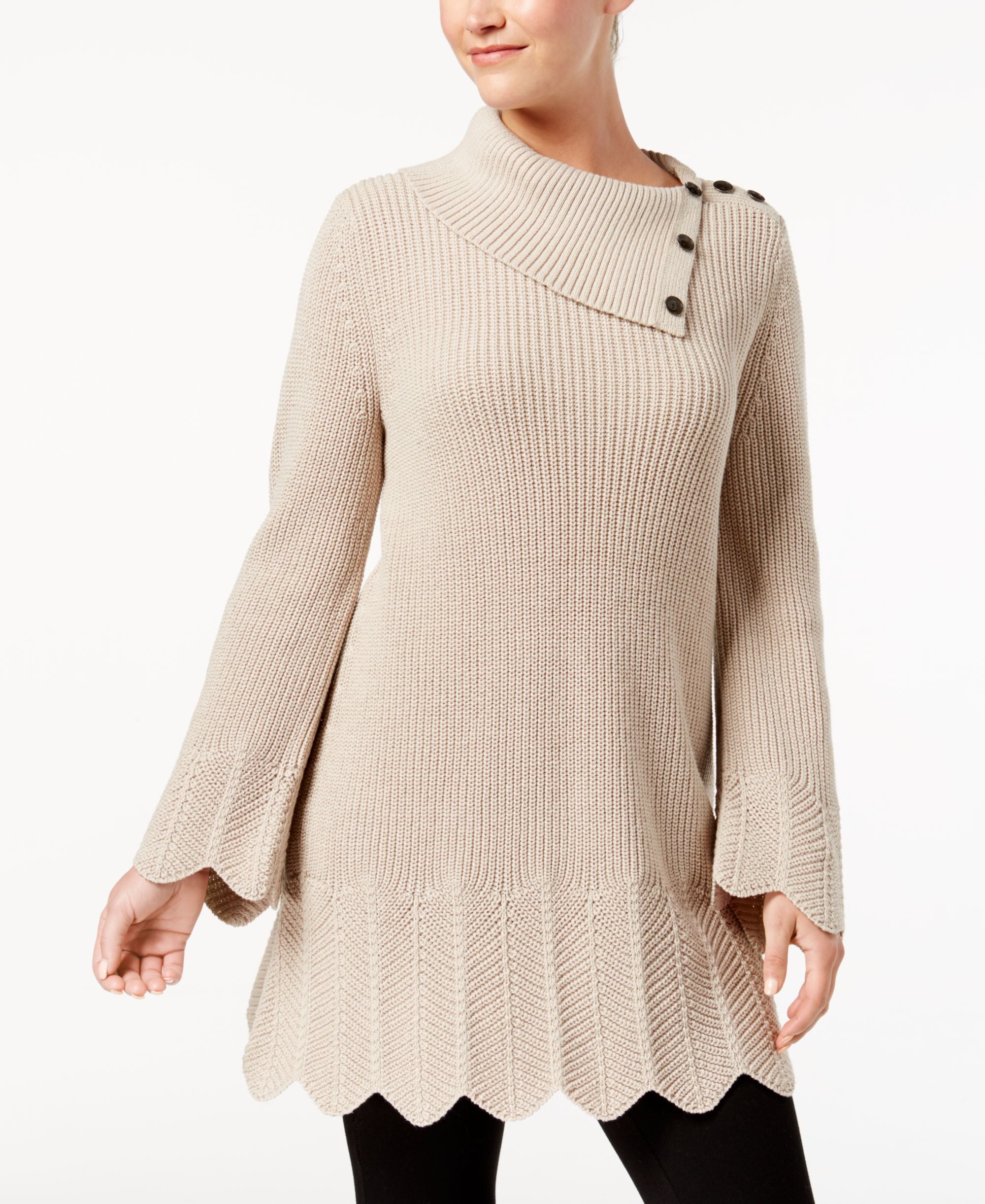 Style & Co Envelope Neck Scallop Detail Tunic