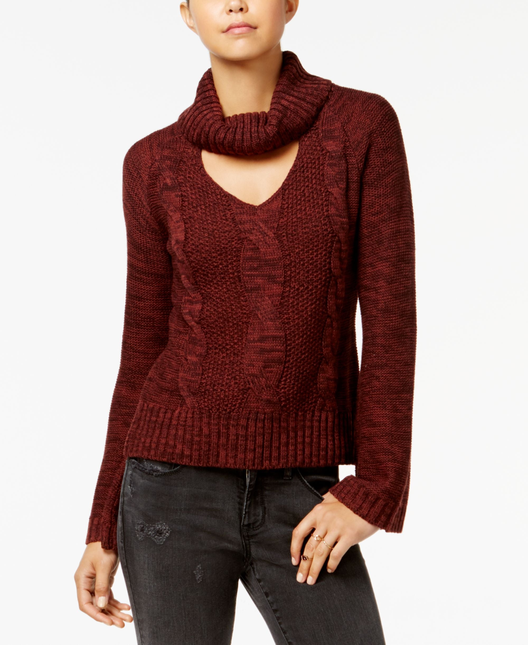 American Rag Juniors Bell Sleeve Cable Knit Turtleneck Sweater