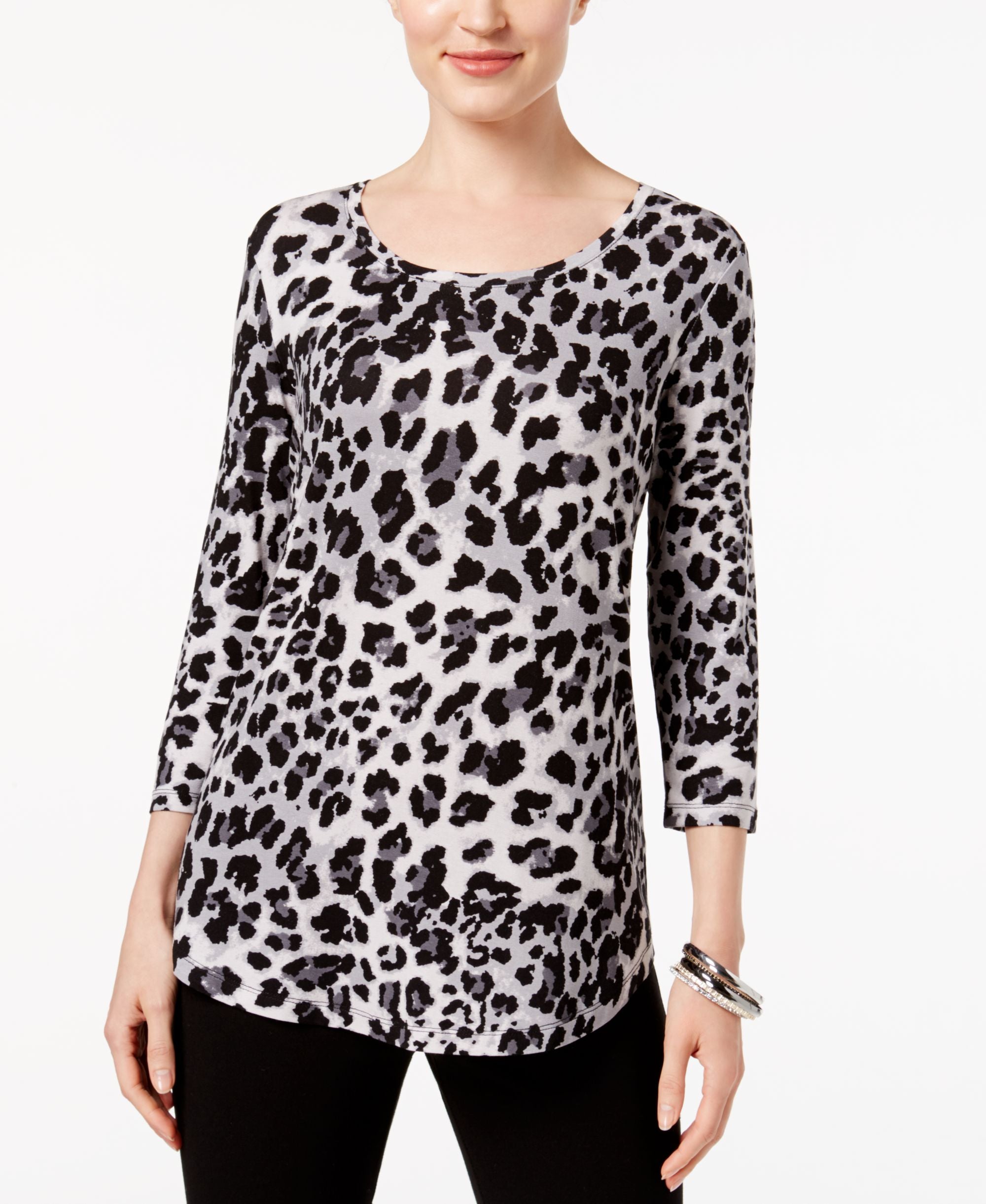 JM Collection 3/4 Sleeve Printed Tunic Top