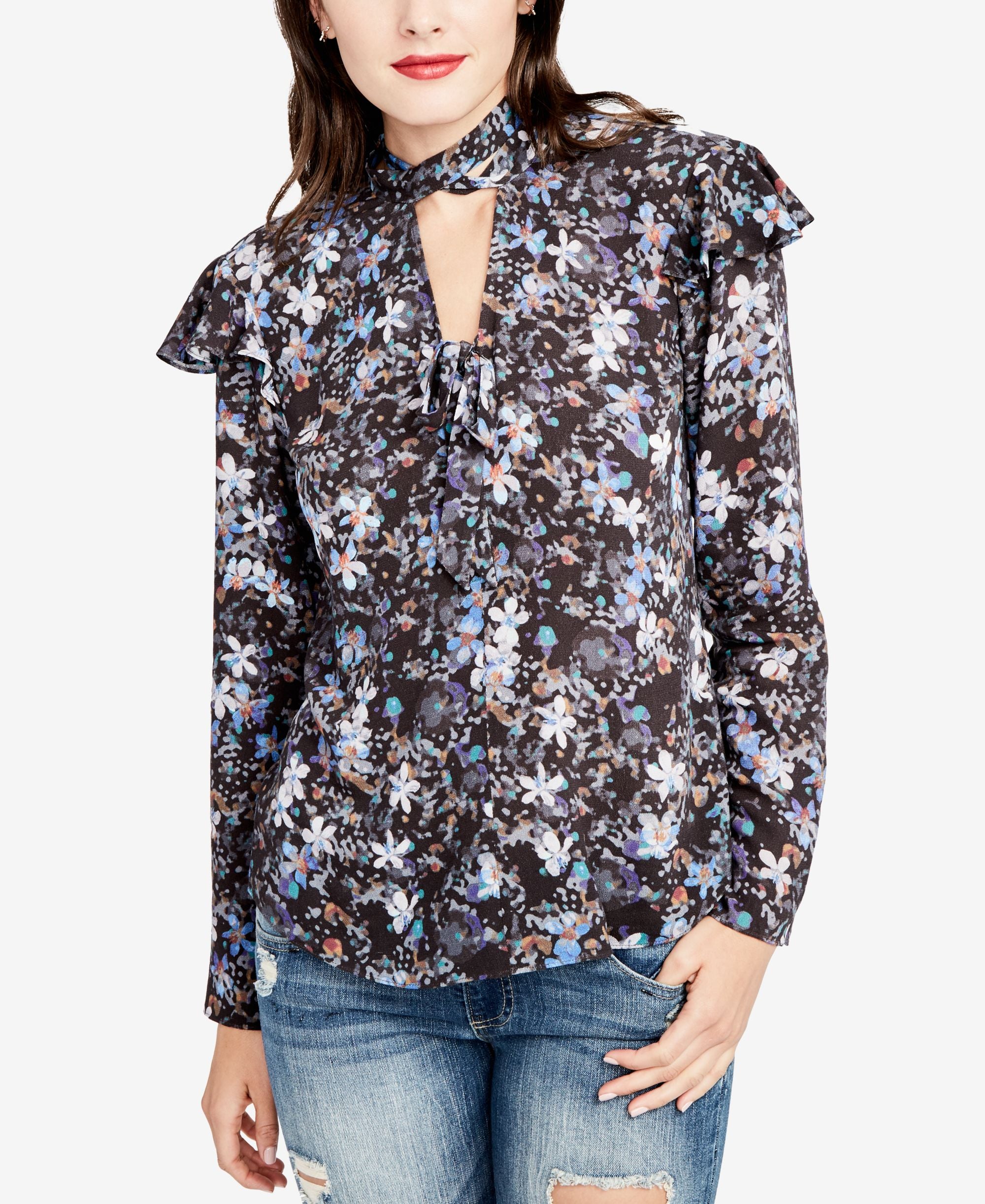 Rachel Rachel Roy Floral Print Choker Neck Top