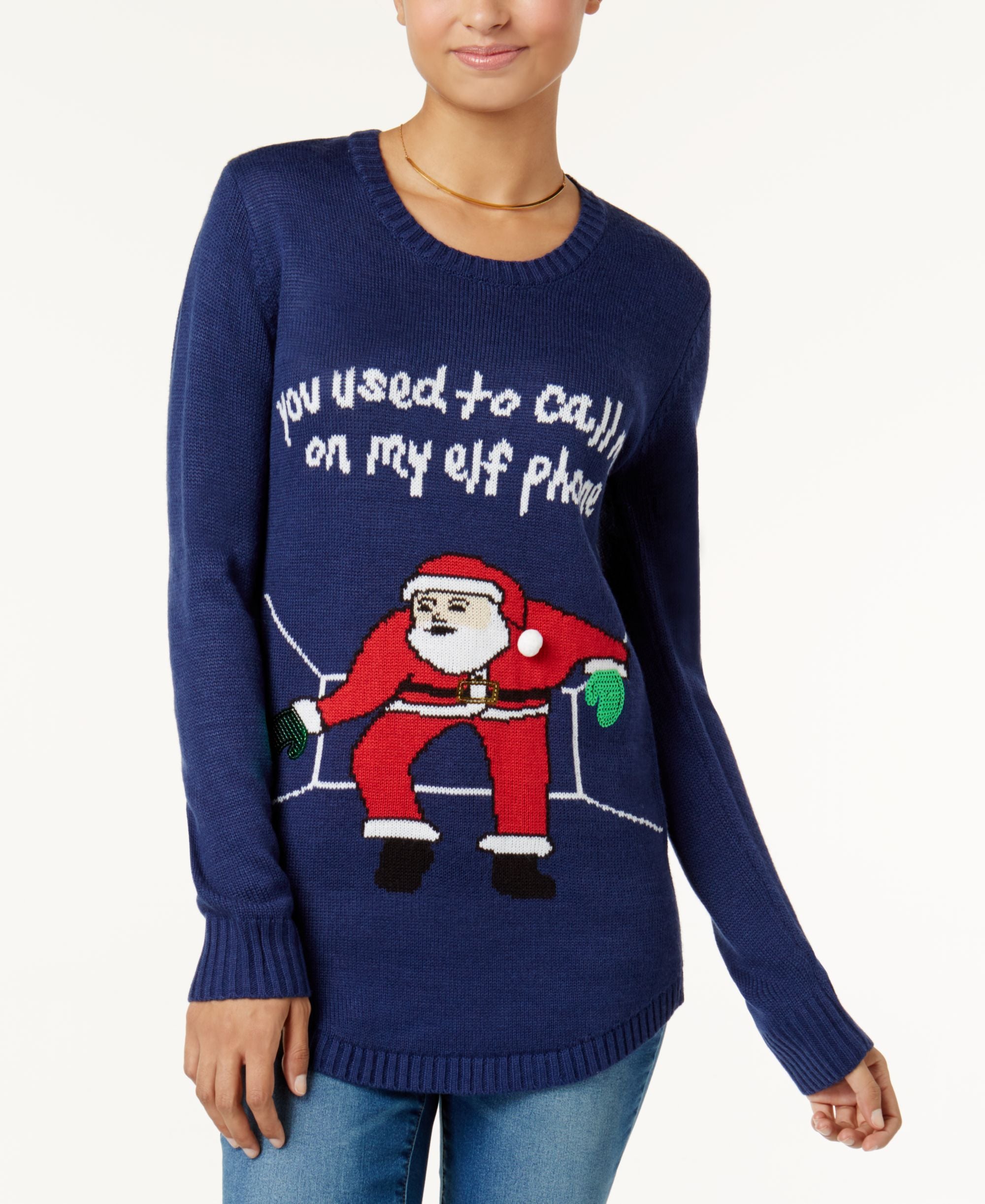 Planet Gold Juniors Embellished Holiday Sweater