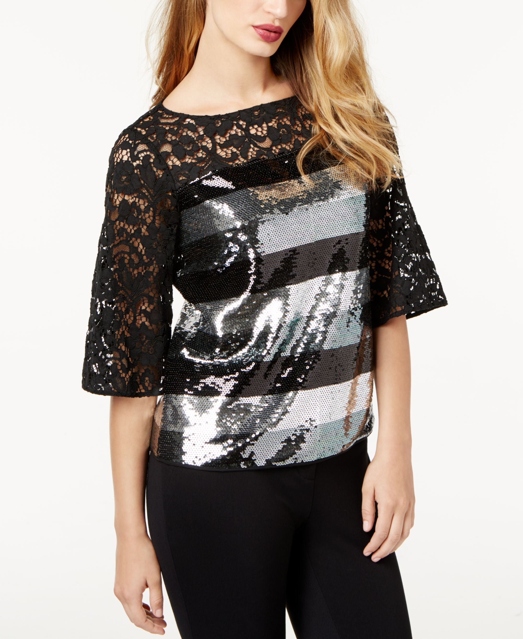 Sb By Sachin Babi Sequined Lace Blouse