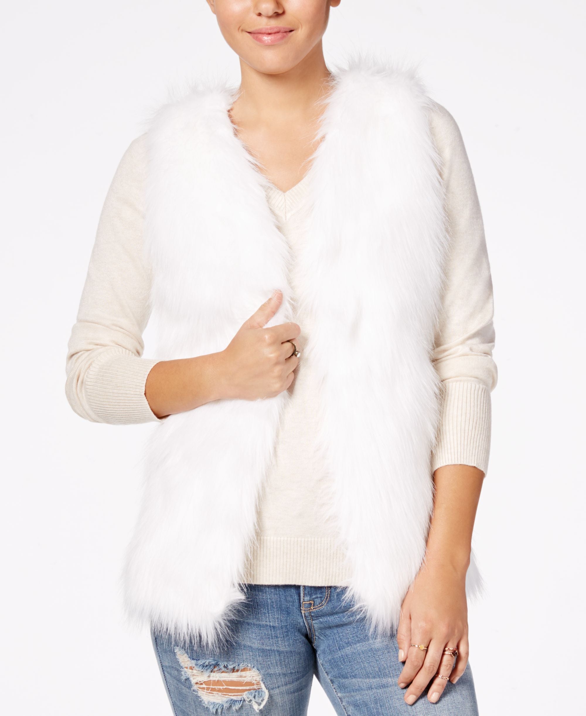 Hippie Rose Juniors Faux Fur Sweater Vest