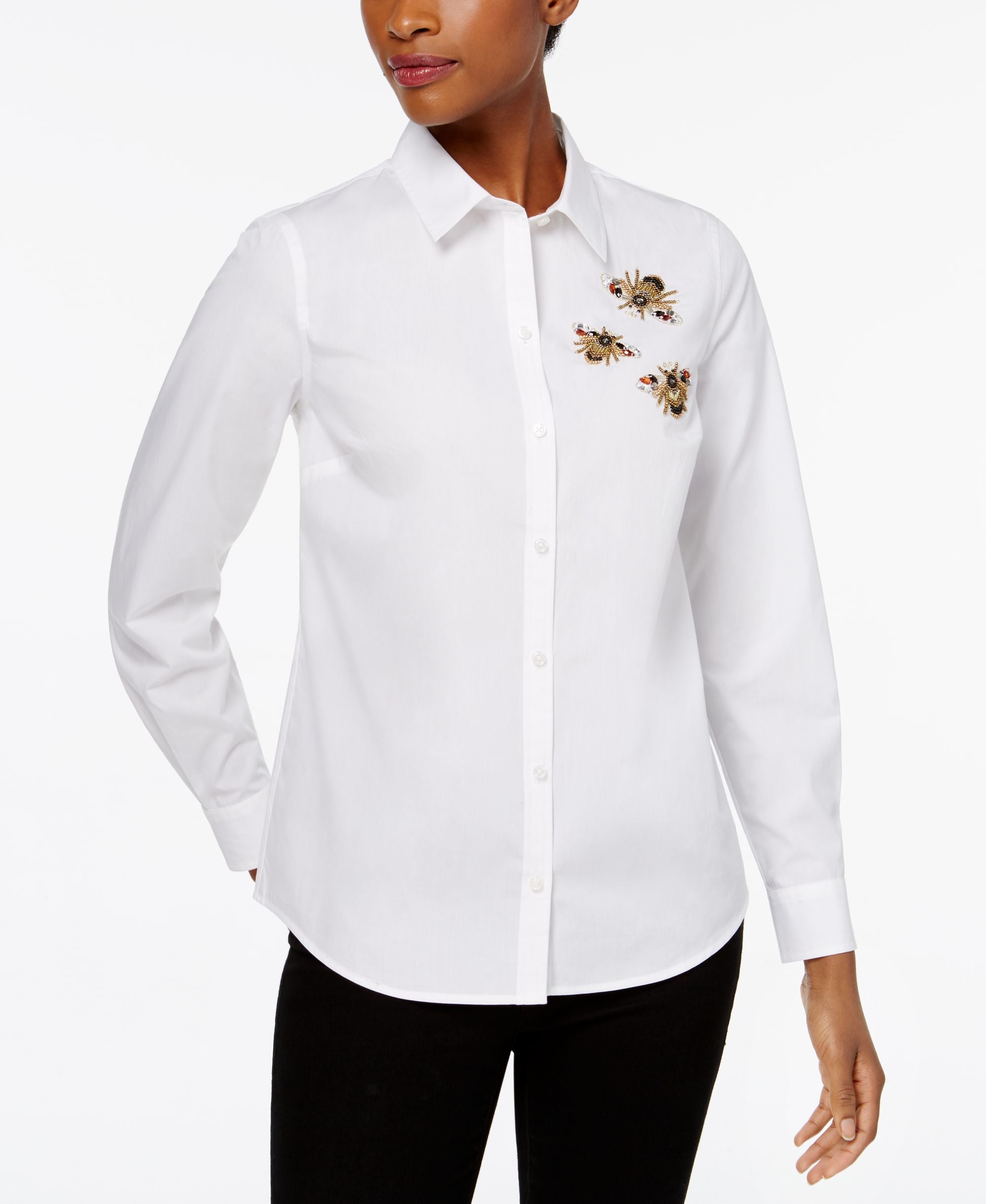 Charter Club Cotton Embellished Bees Shirt